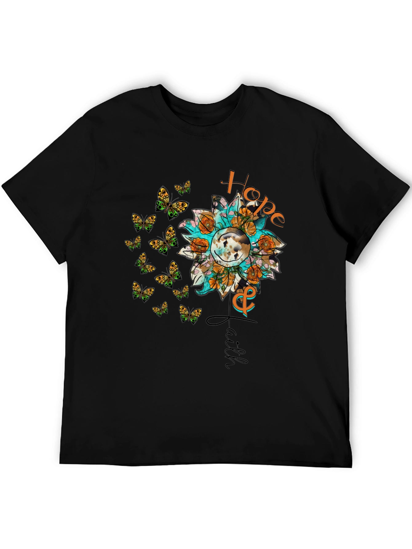 Hope and Faith Sunflower Butterfly Graphic T-Shirt