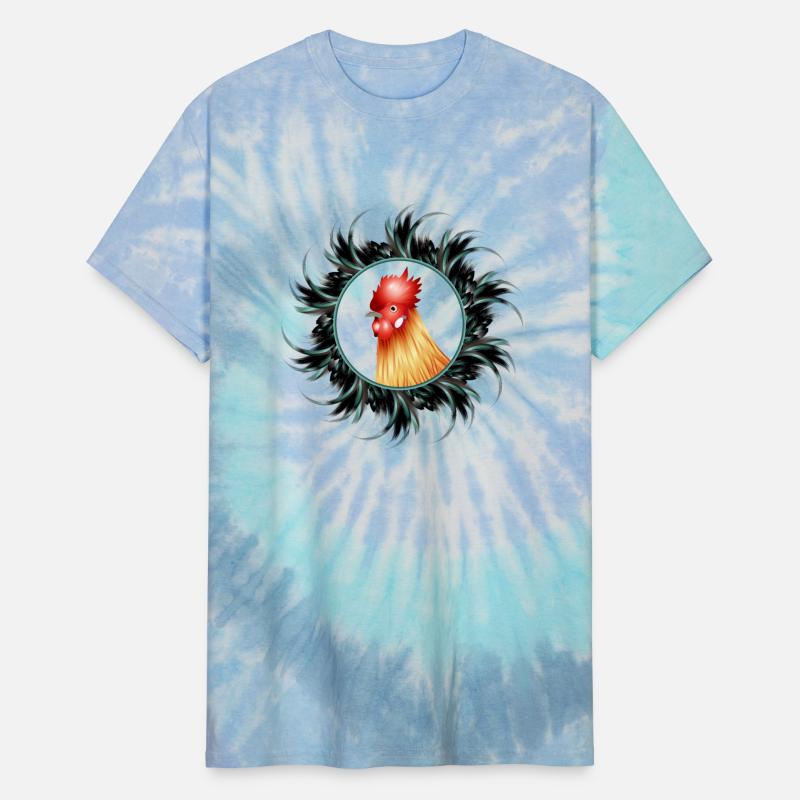 Magnificent rooster in a rooster feather frame