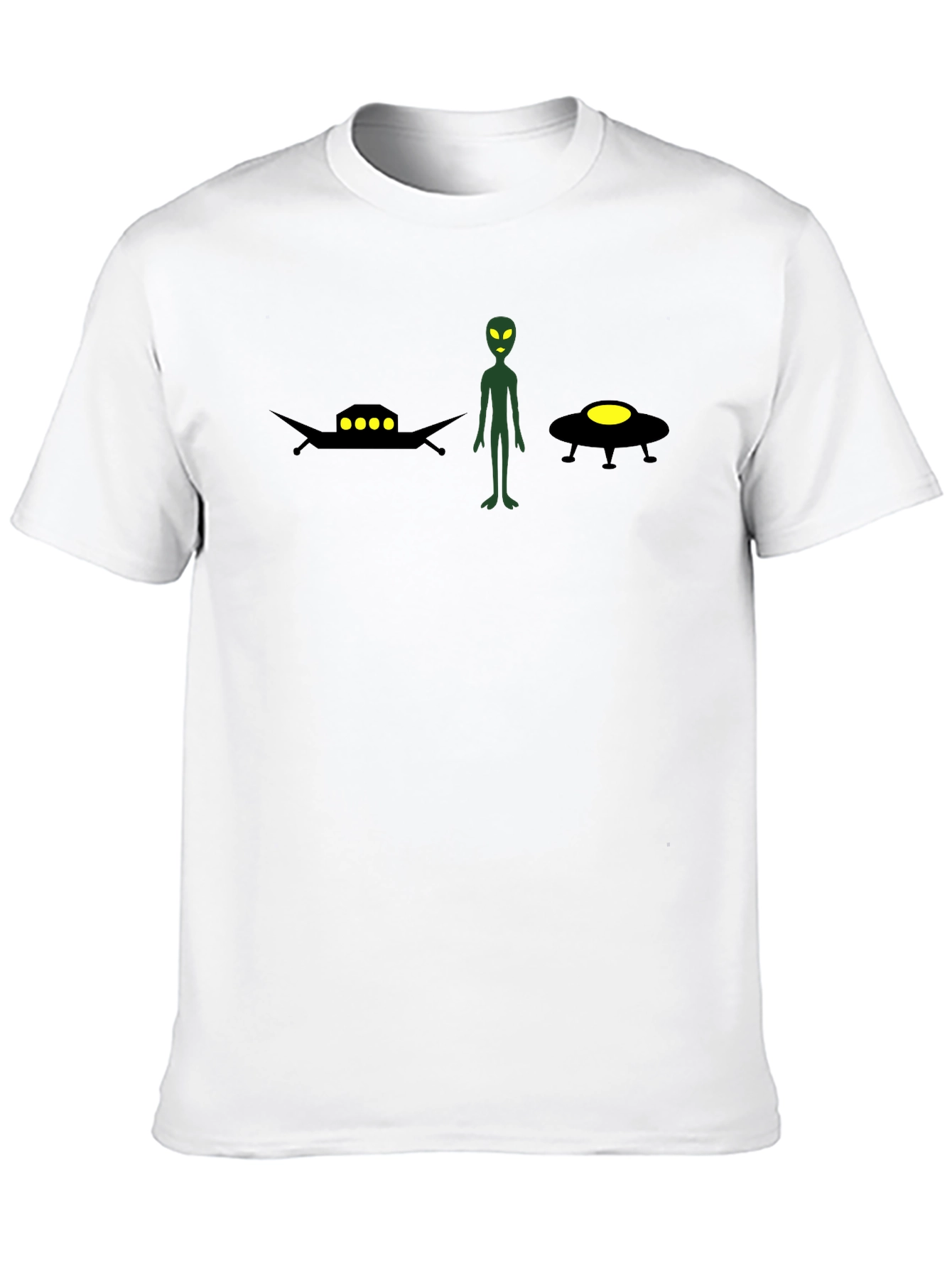 Alien UFO Graphic Tee - Black Cotton T-Shirt