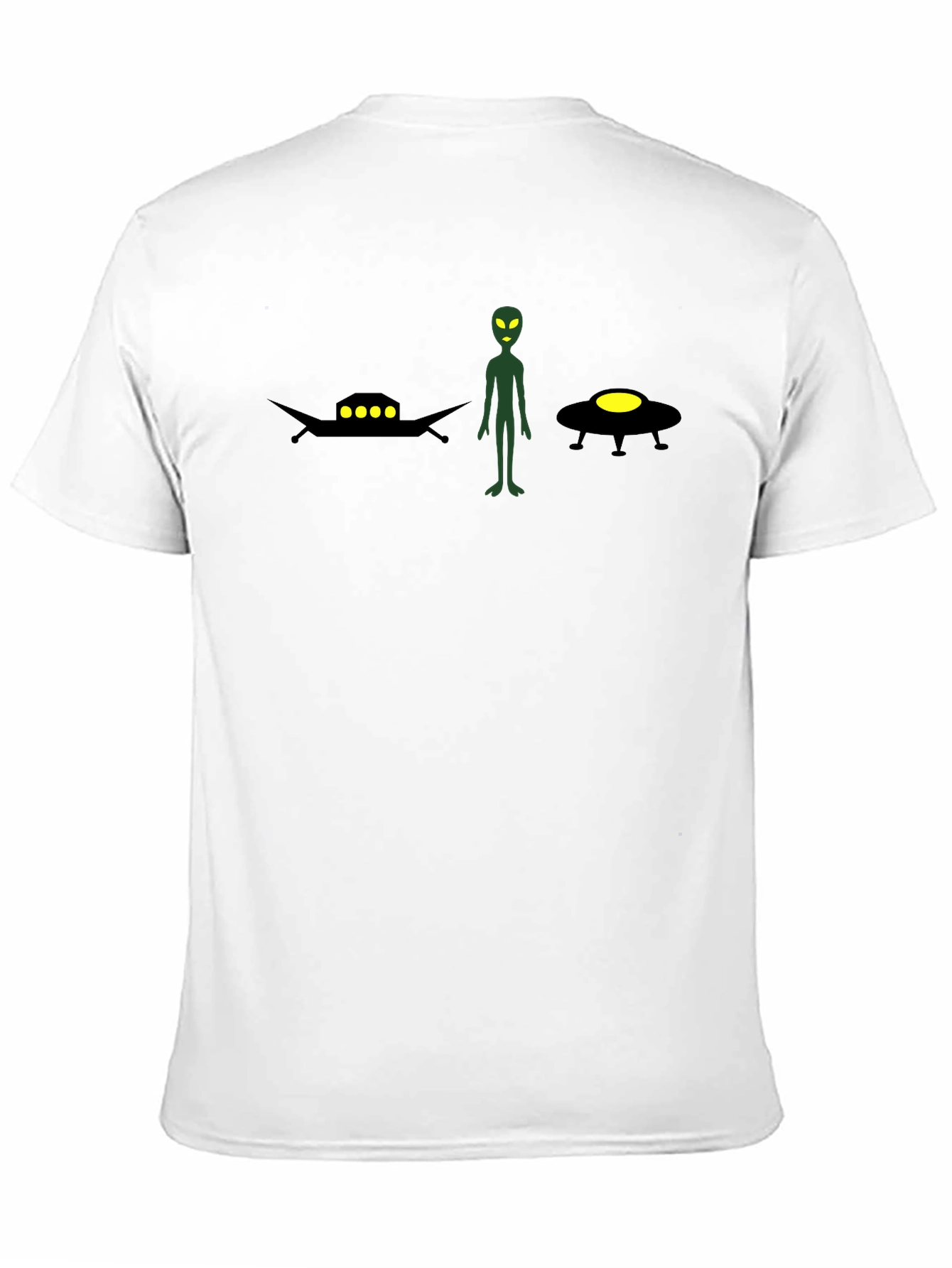 Alien UFO Graphic Tee - Black Cotton T-Shirt
