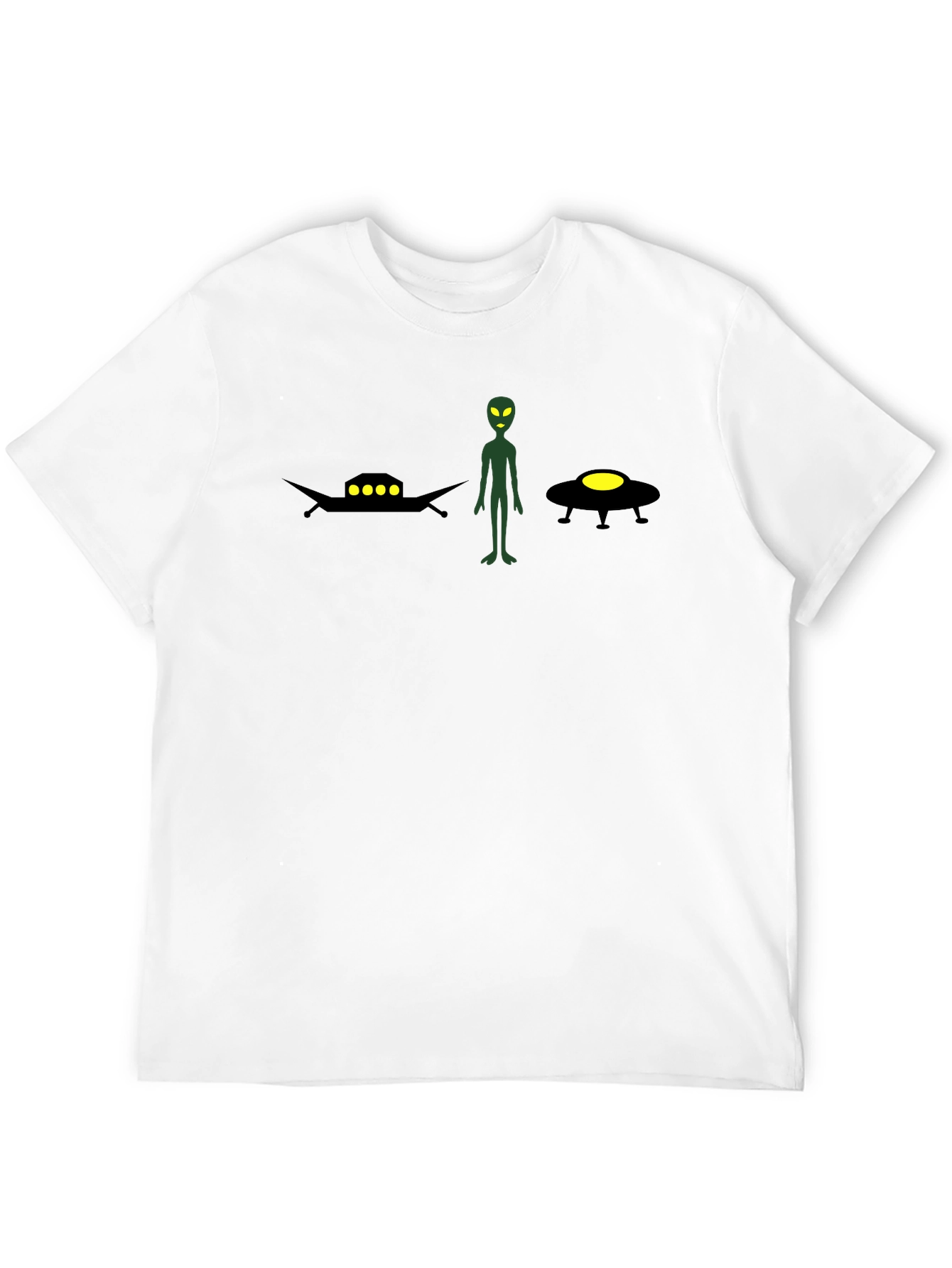 Alien UFO Graphic Tee - Black Cotton T-Shirt