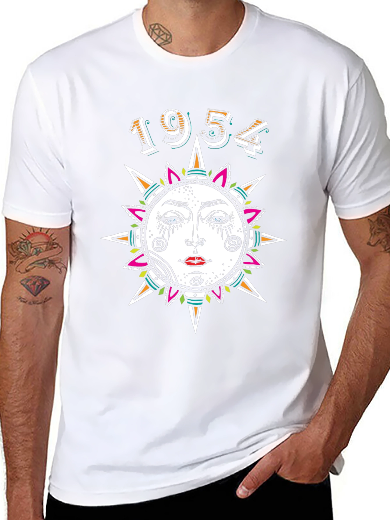 1954 Sun Graphic Print Black T-Shirt