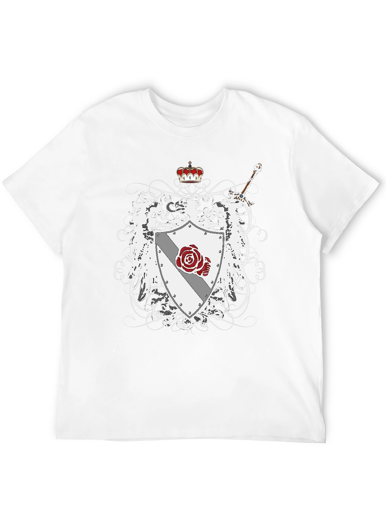 Heraldic Crest Rose Sword Graphic Tee