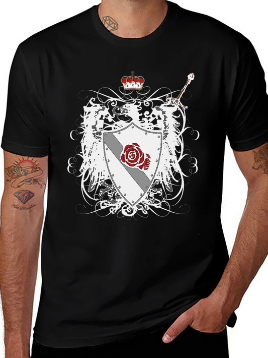 Heraldic Crest Rose Sword Graphic Tee