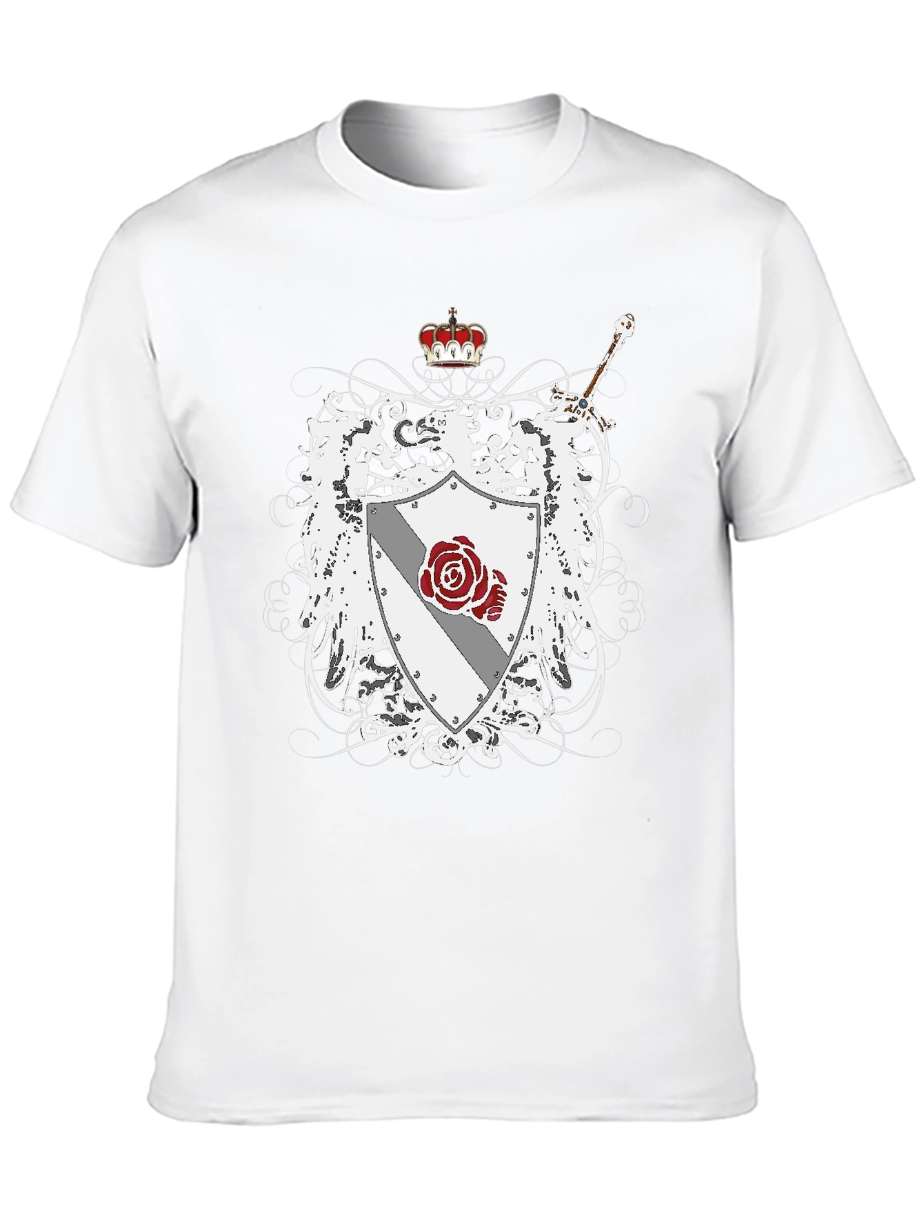 Heraldic Crest Rose Sword Graphic Tee