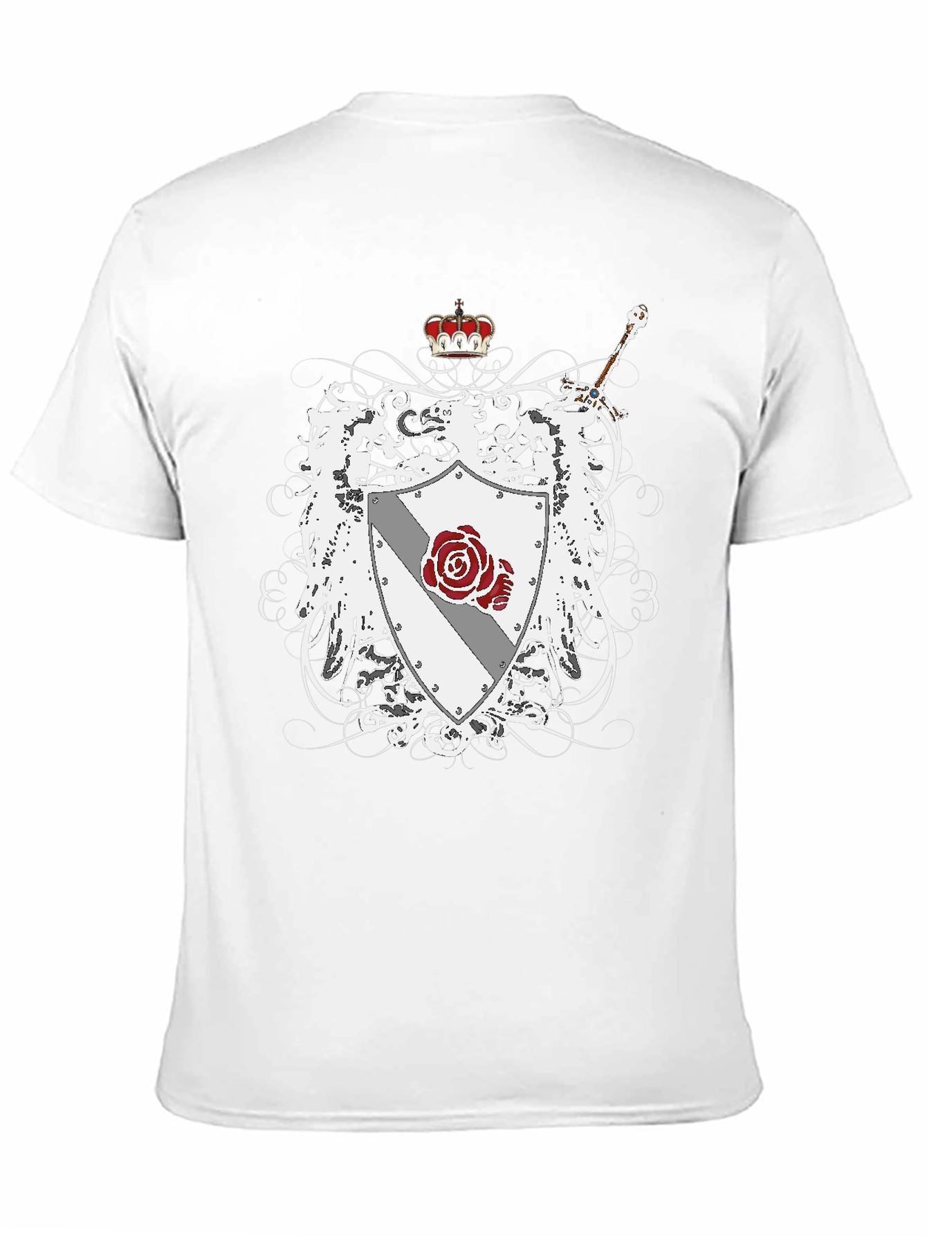 Heraldic Crest Rose Sword Graphic Tee
