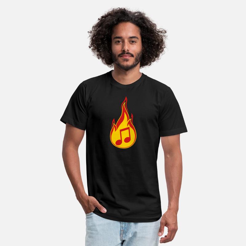 music note fire flames burn hot torch sign party m