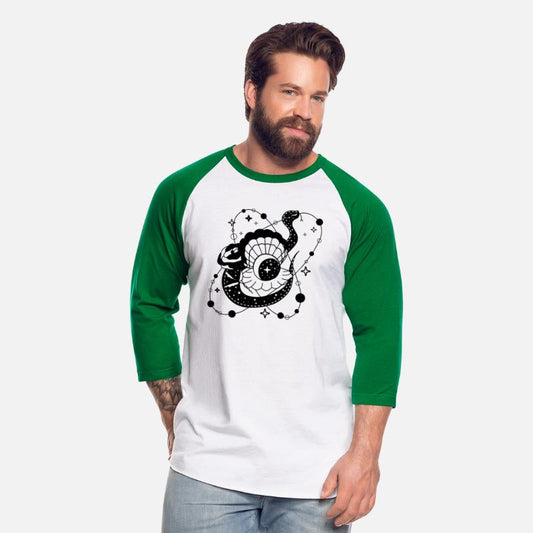 Mystical snake of space and ocean. Minimalist esot