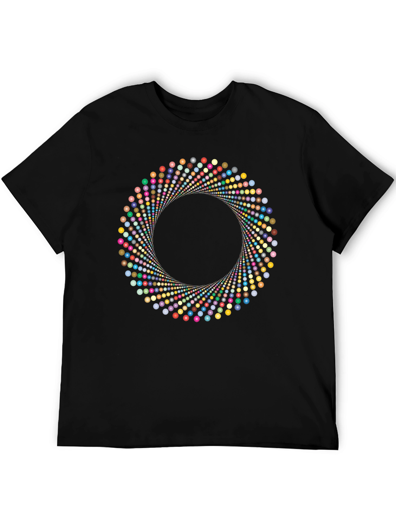 Abstract Circle Dot Pattern Black T-Shirt