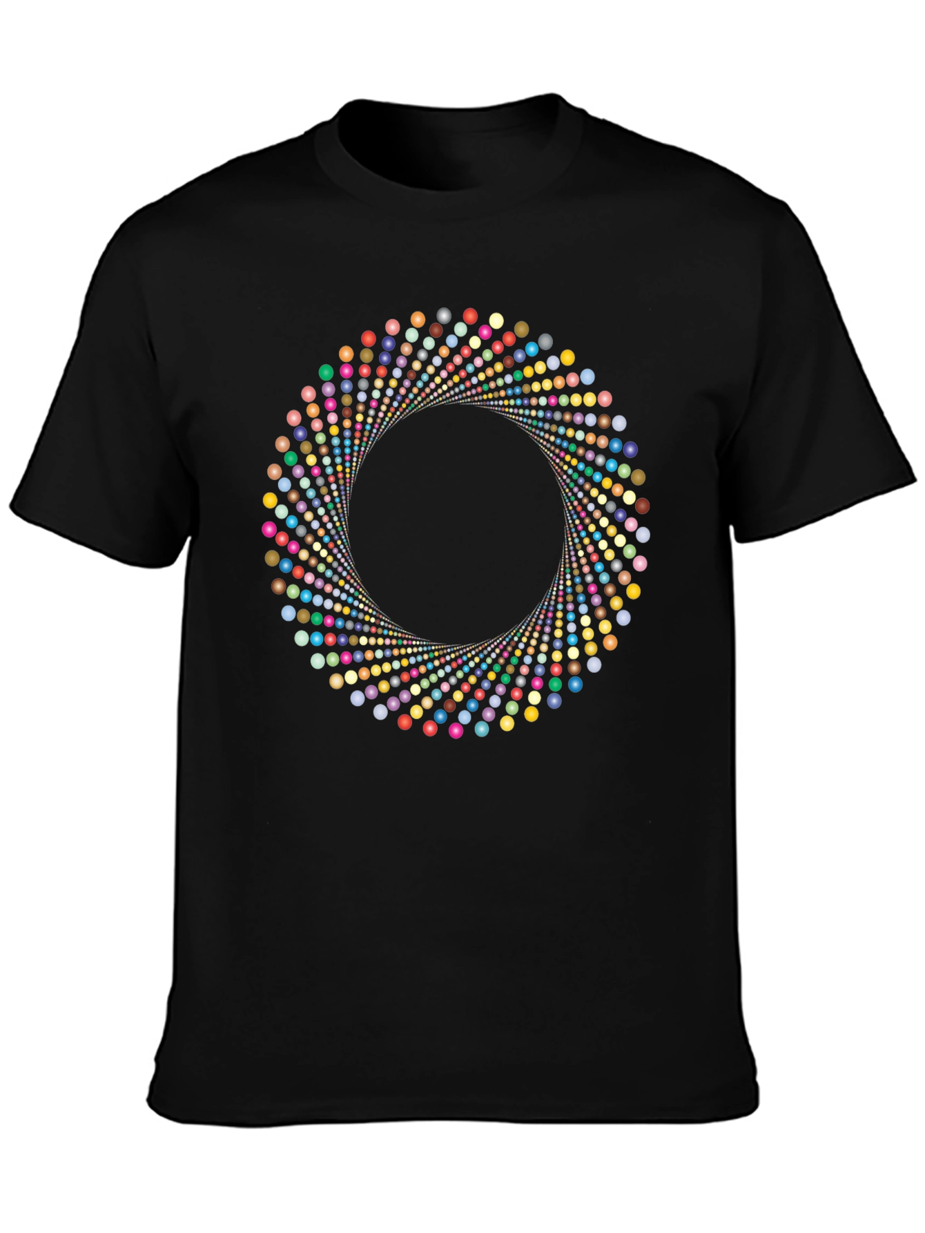 Abstract Circle Dot Pattern Black T-Shirt