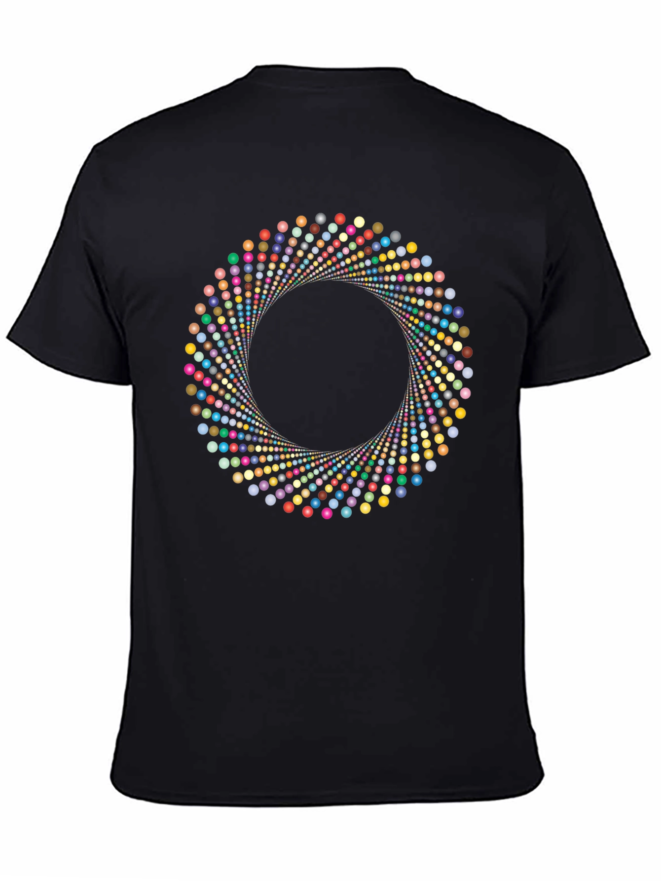 Abstract Circle Dot Pattern Black T-Shirt