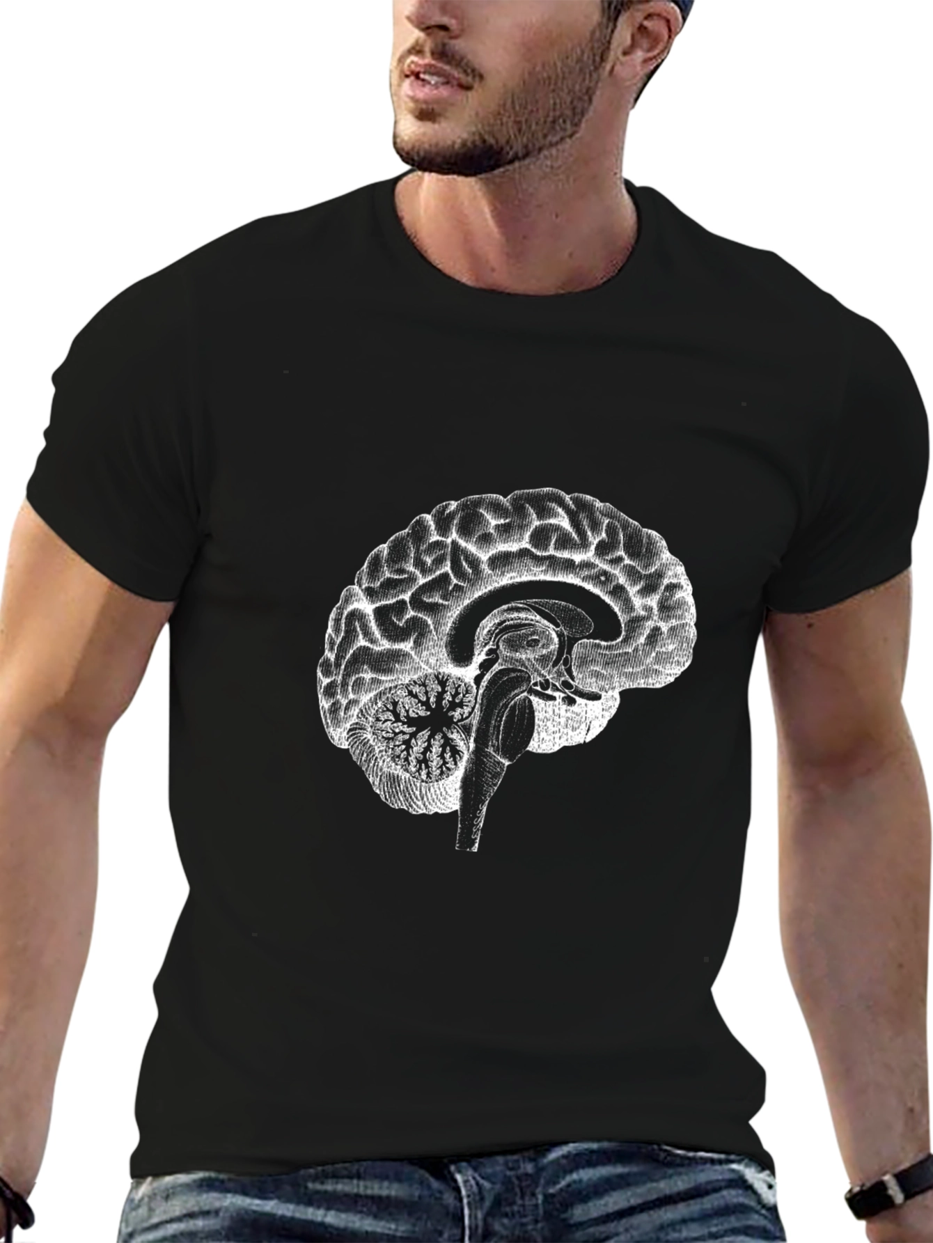 Anatomical Brain Graphic Tee - Black