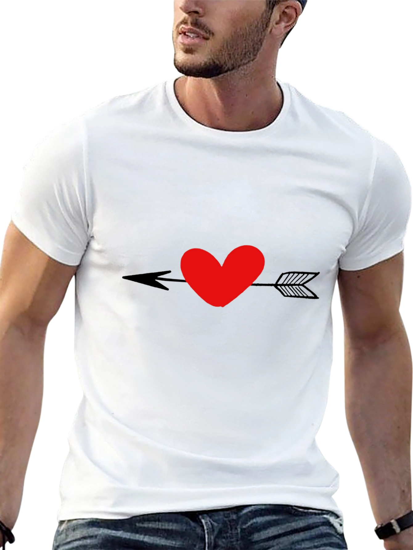 Heart Arrow Graphic Black T-Shirt