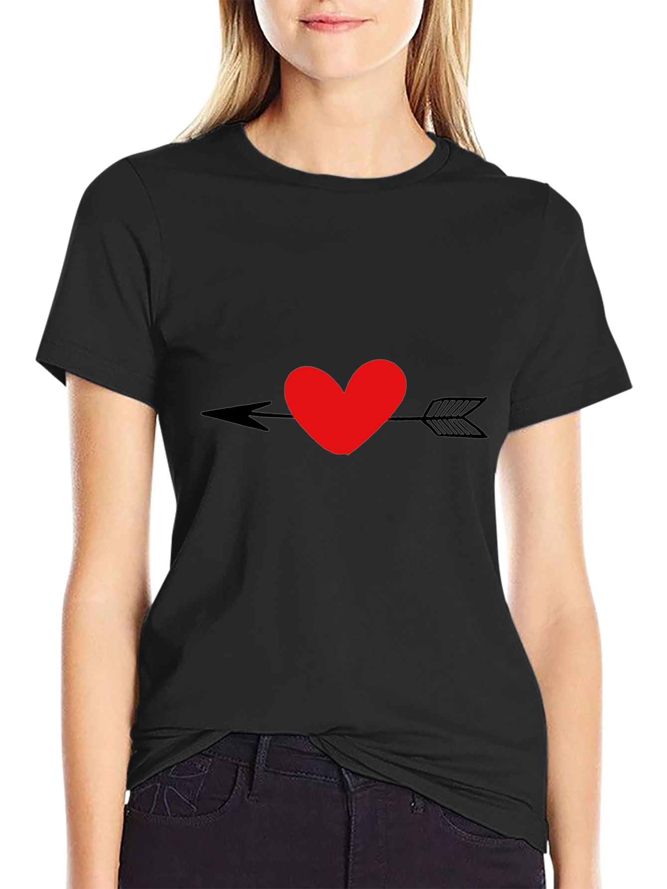 Heart Arrow Graphic Black T-Shirt