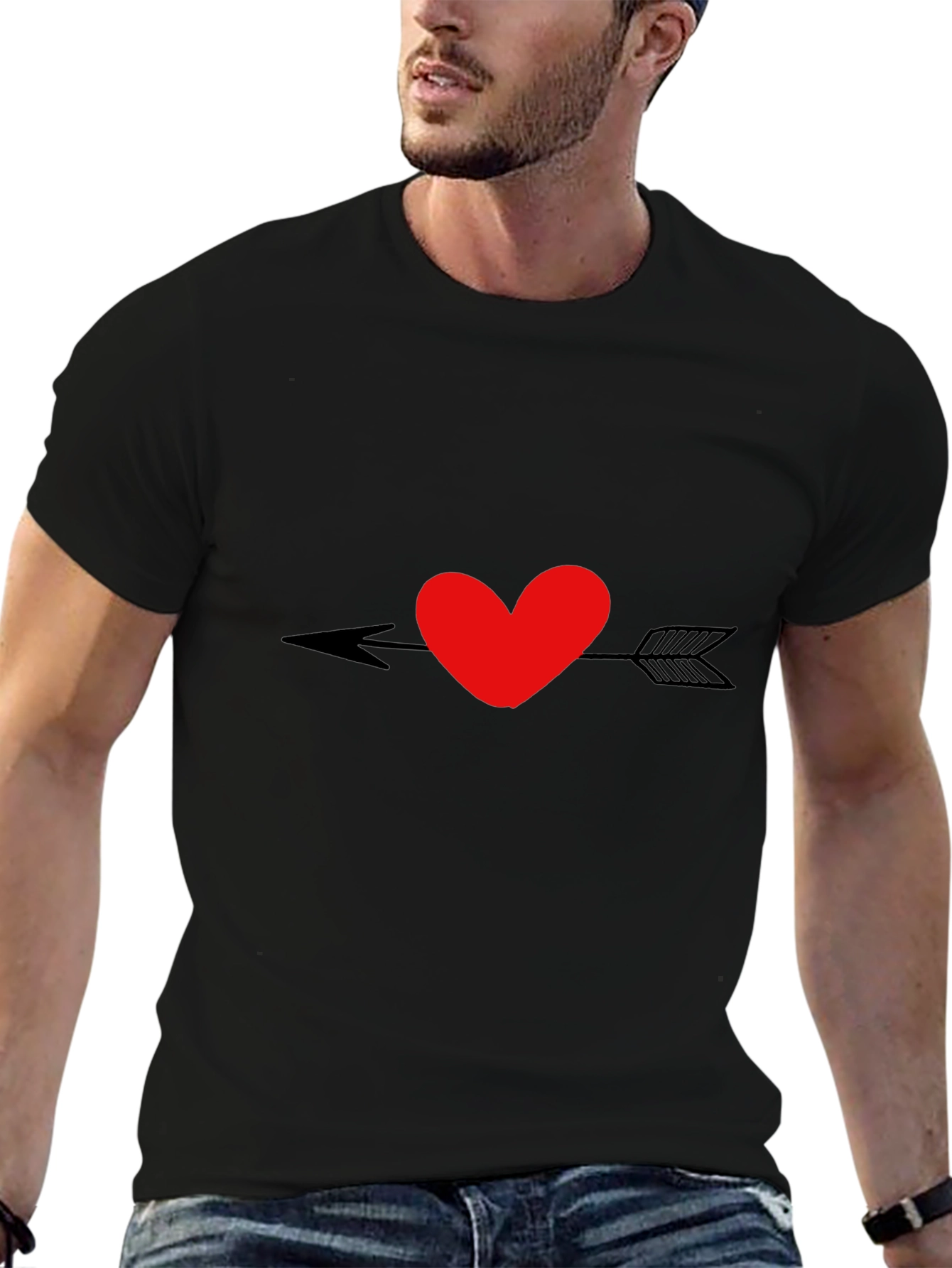 Heart Arrow Graphic Black T-Shirt