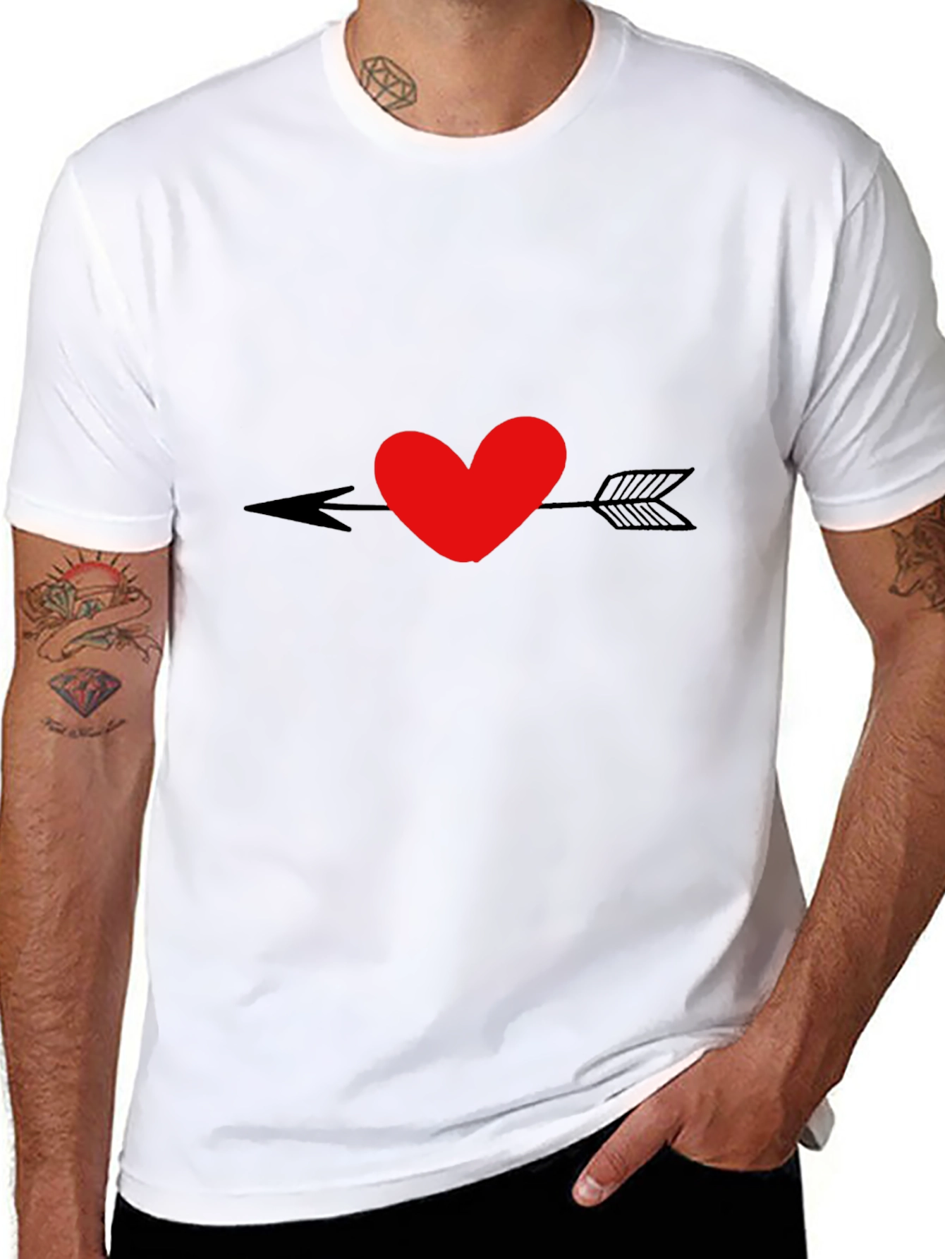 Heart Arrow Graphic Black T-Shirt