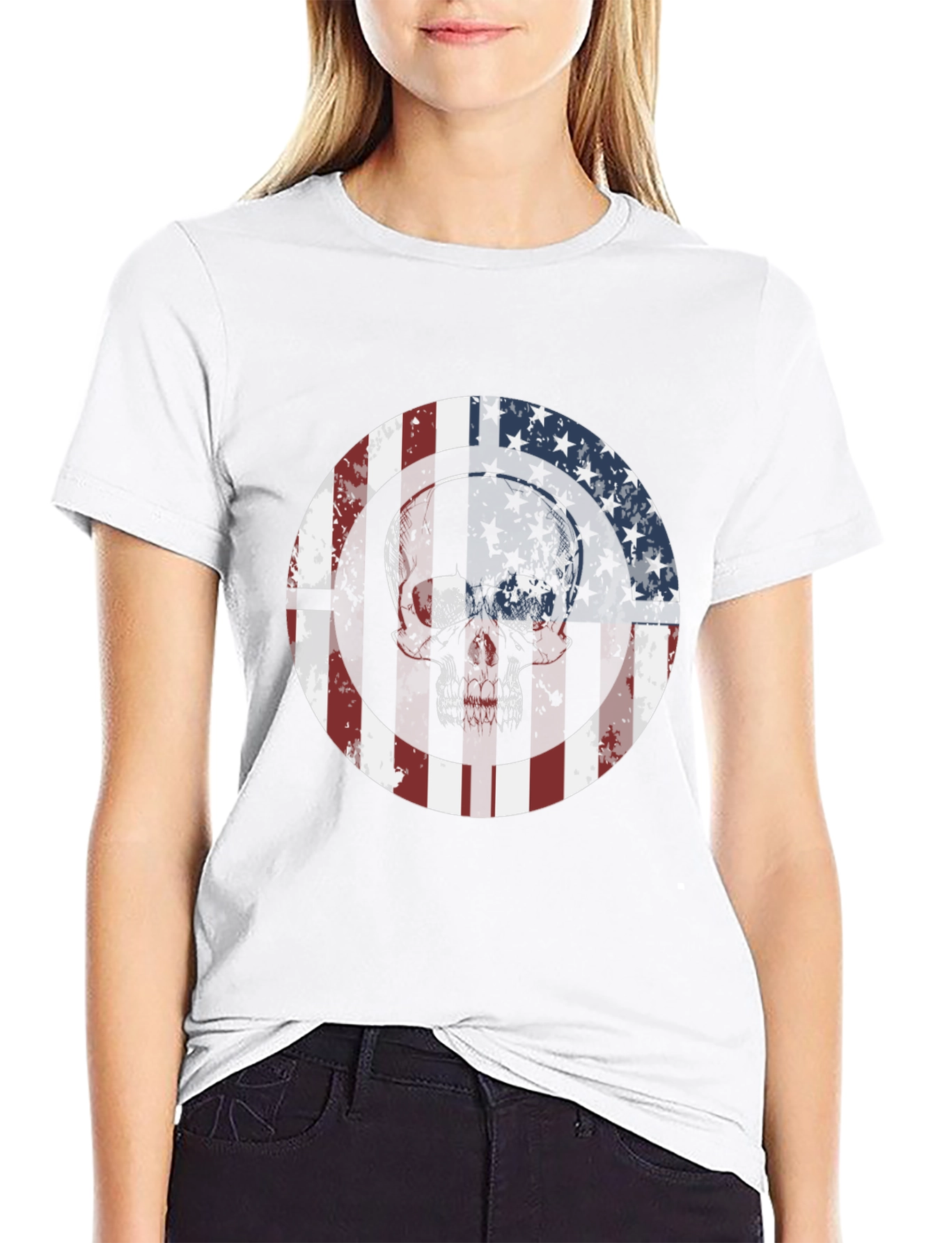 American Flag Skull Graphic Tee