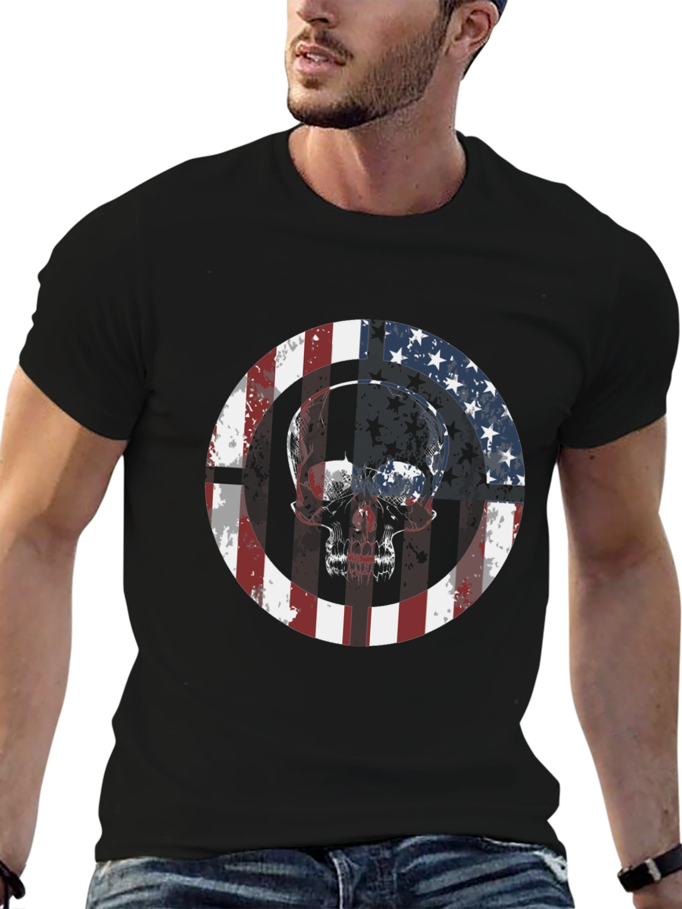 American Flag Skull Graphic Tee