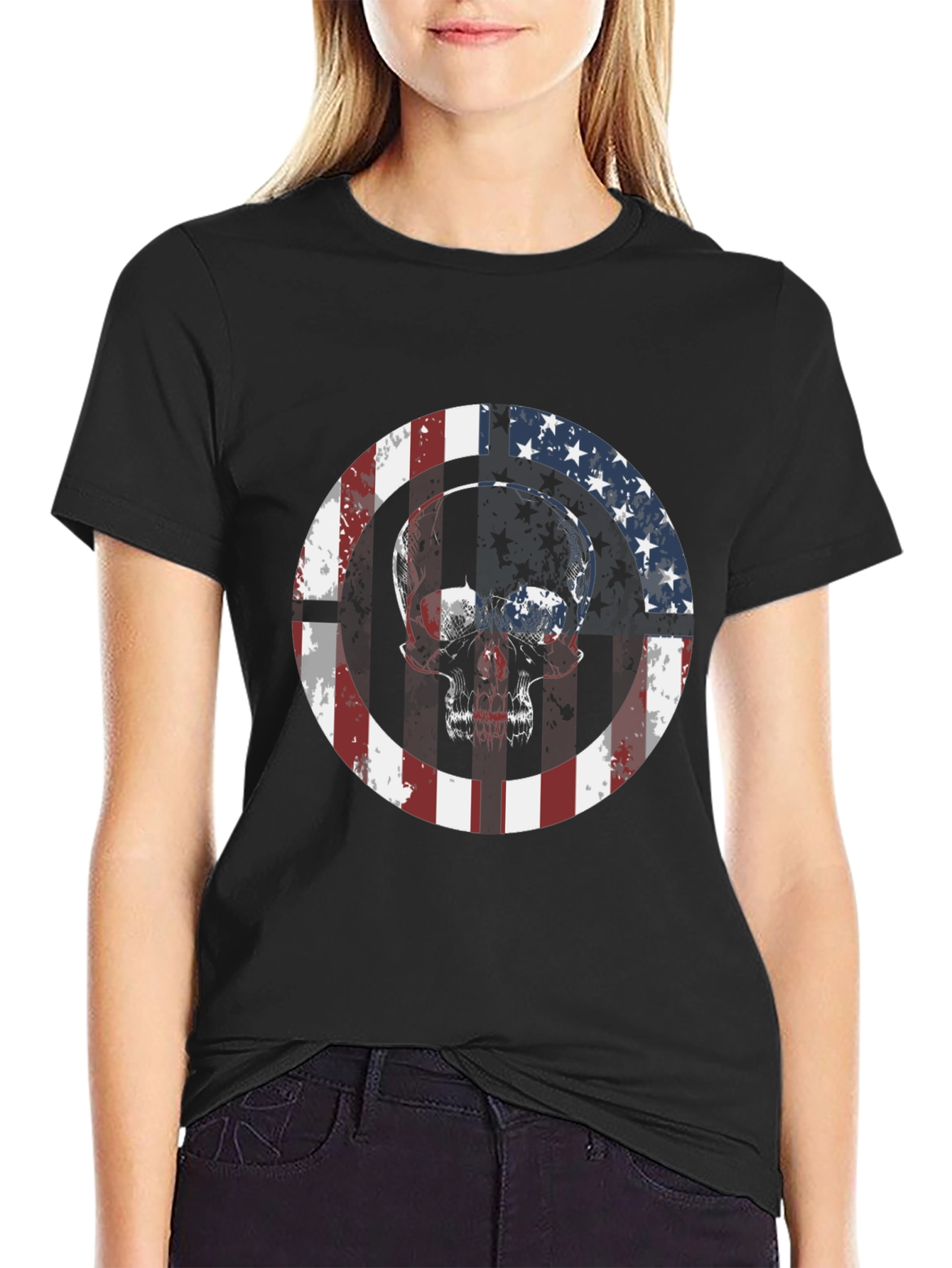 American Flag Skull Graphic Tee