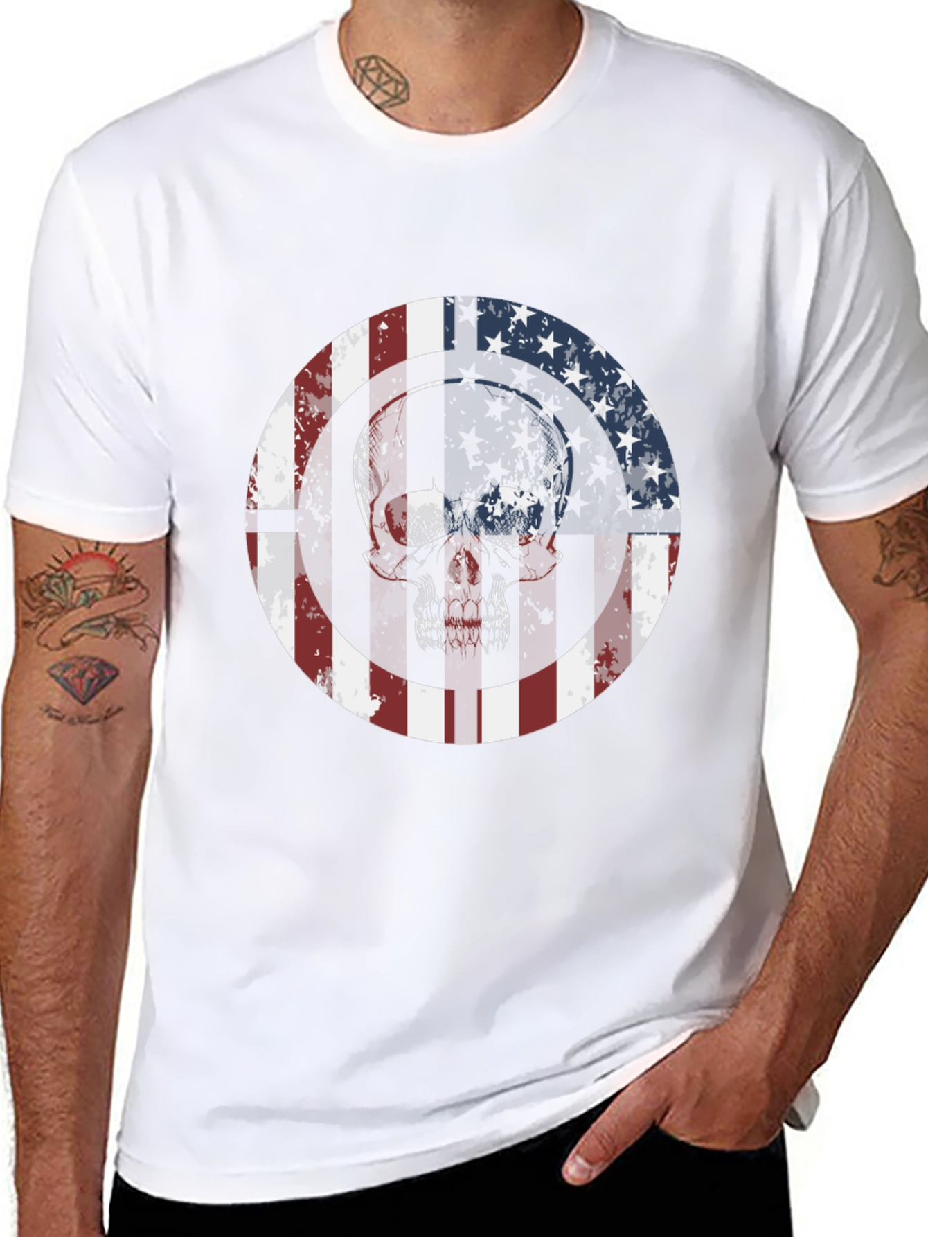 American Flag Skull Graphic Tee