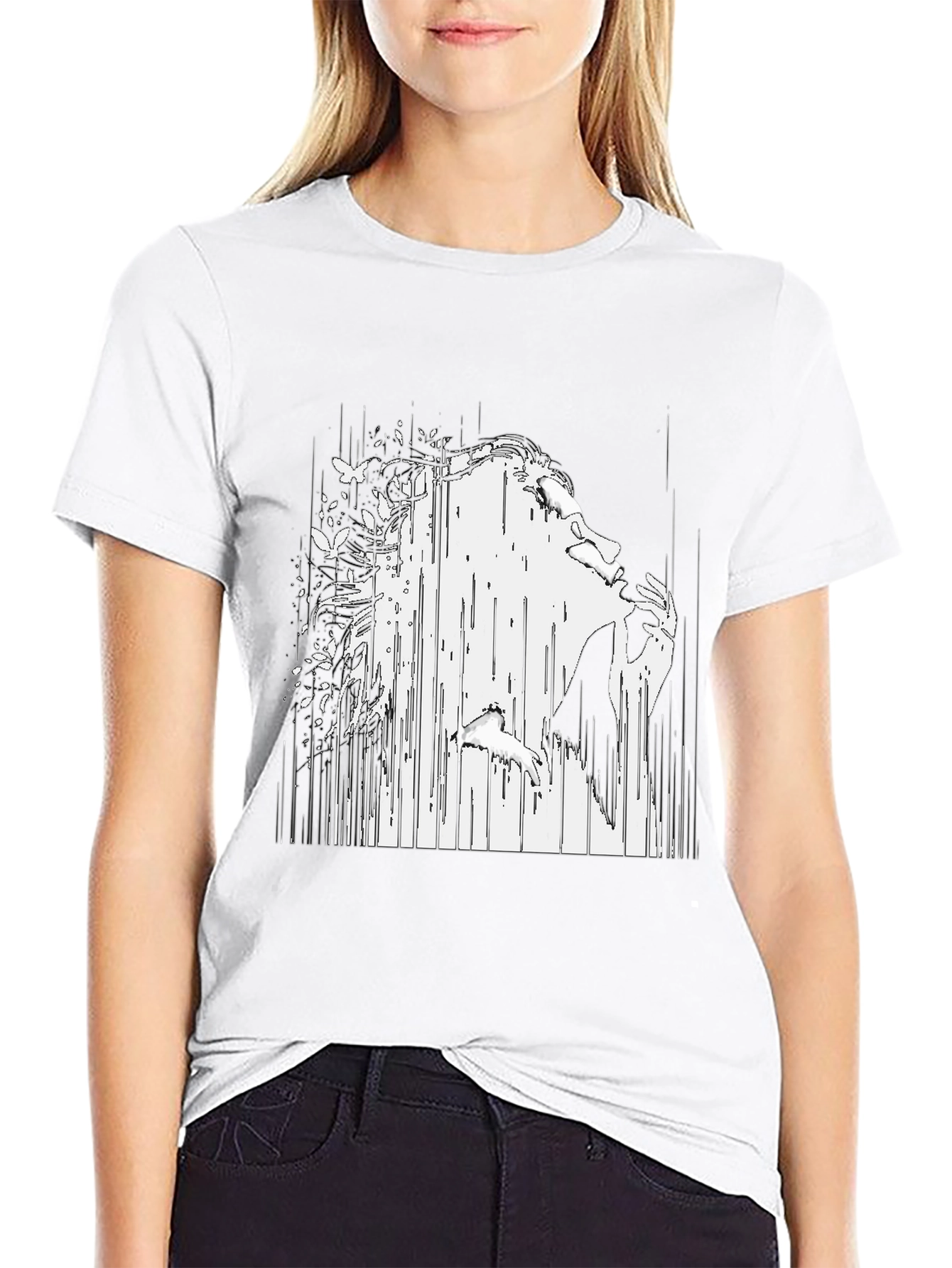 Abstract Woman Black T-Shirt