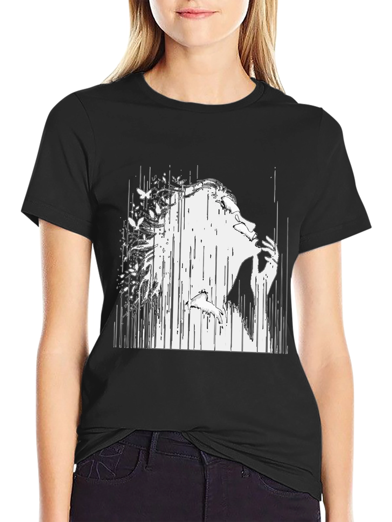 Abstract Woman Black T-Shirt