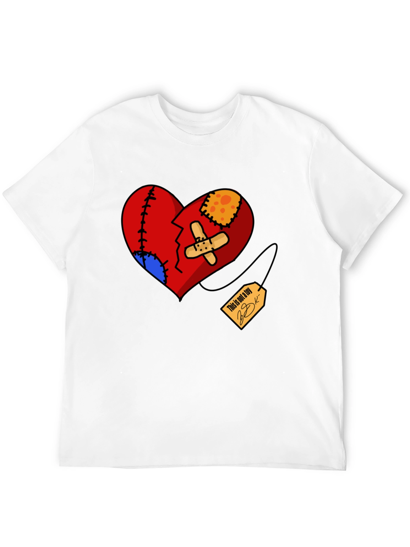 Heart Patchwork Graphic Tee - Black