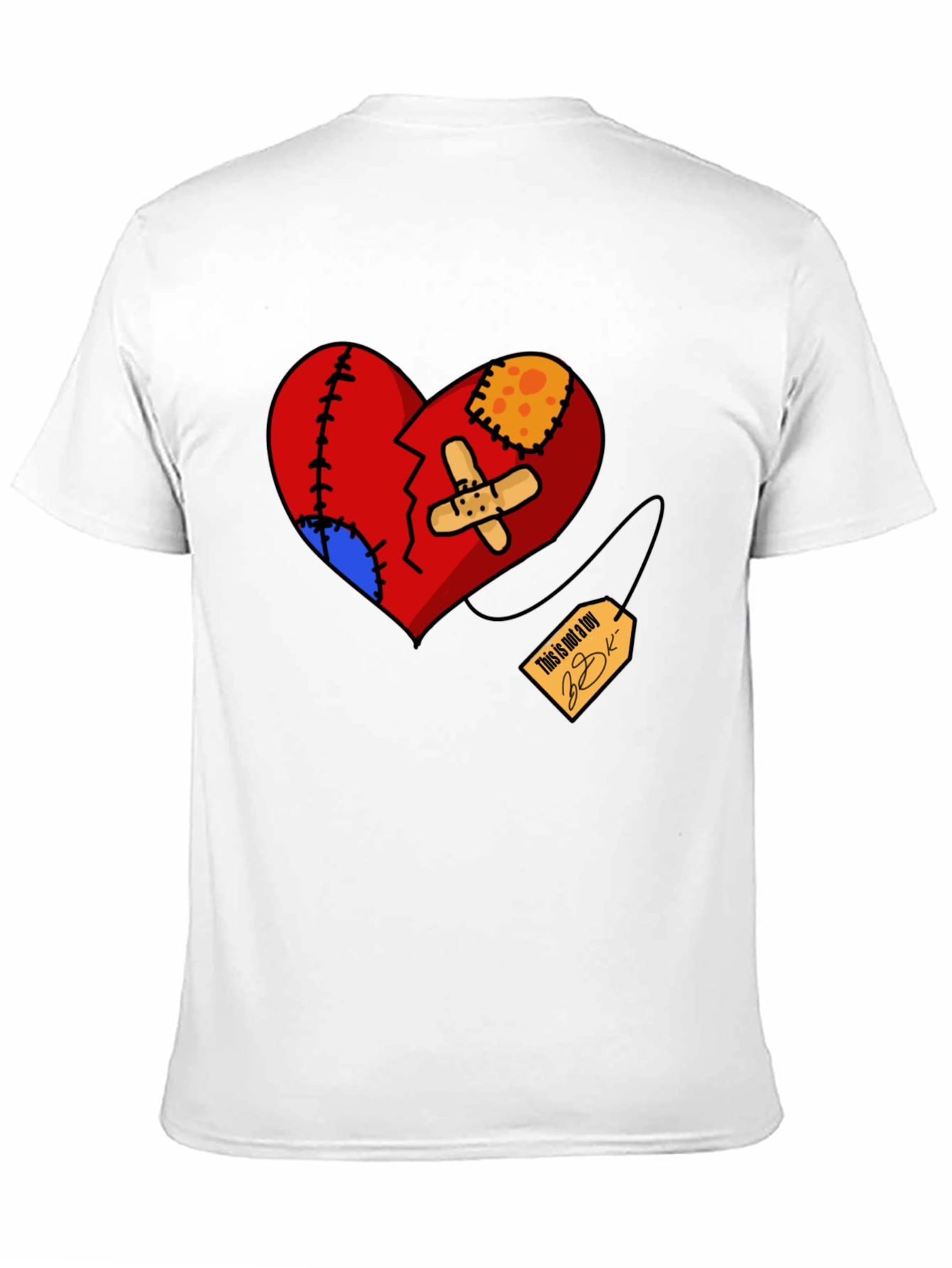 Heart Patchwork Graphic Tee - Black