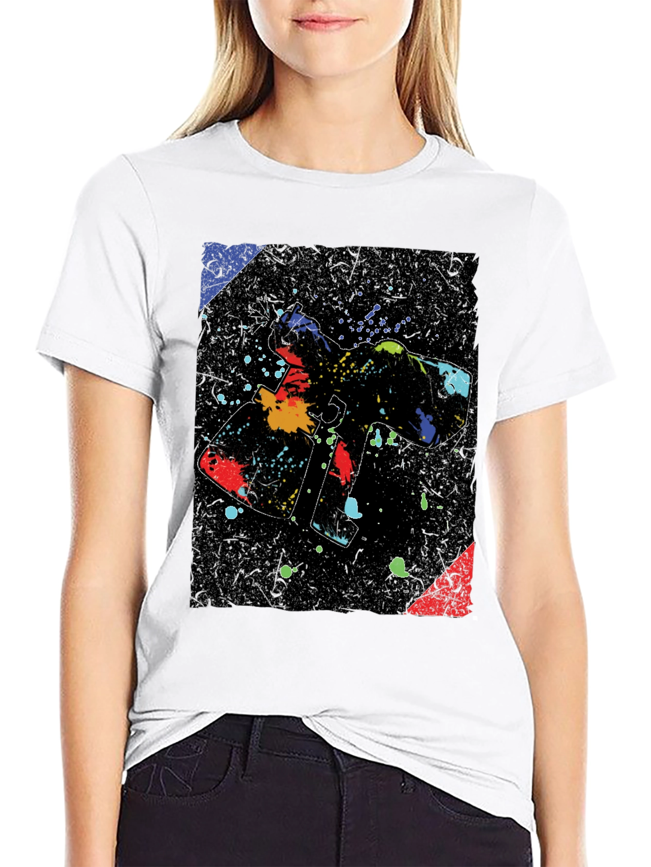 Abstract Paint Gun Graphic Black T-Shirt