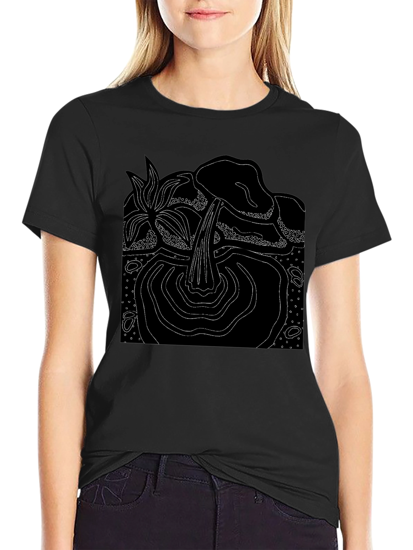 Abstract Nature Graphic Black T-Shirt