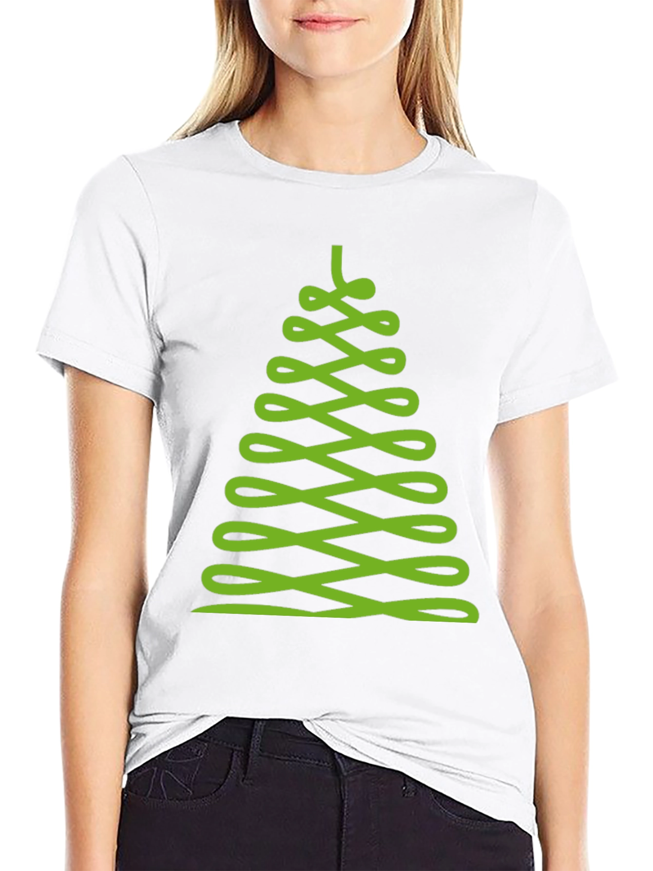 Abstract Christmas Tree Graphic Tee - Black
