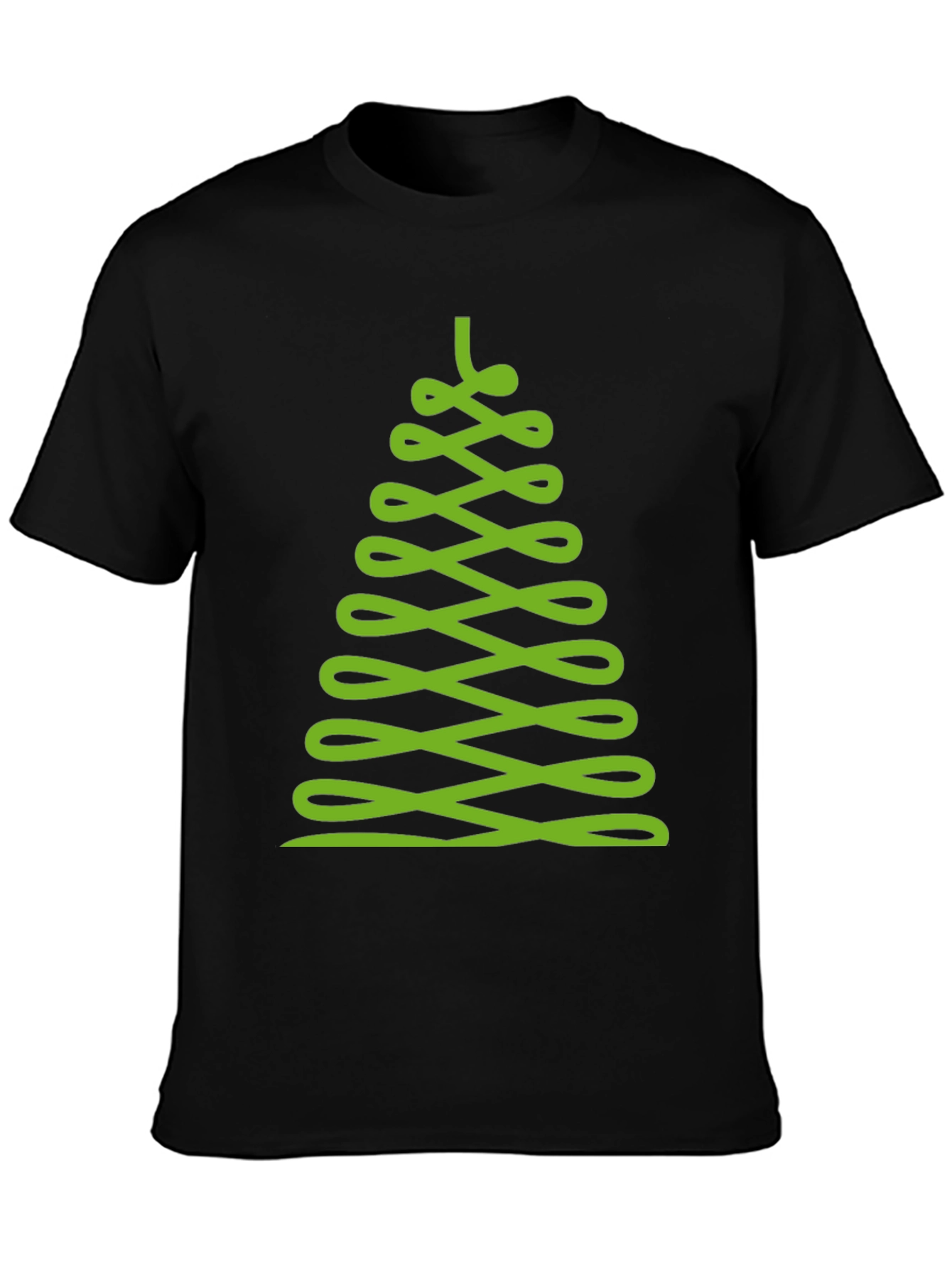 Abstract Christmas Tree Graphic Tee - Black