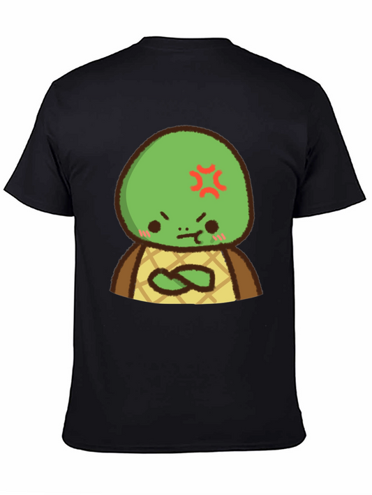 Angry Turtle Cartoon Graphic Tee - Black