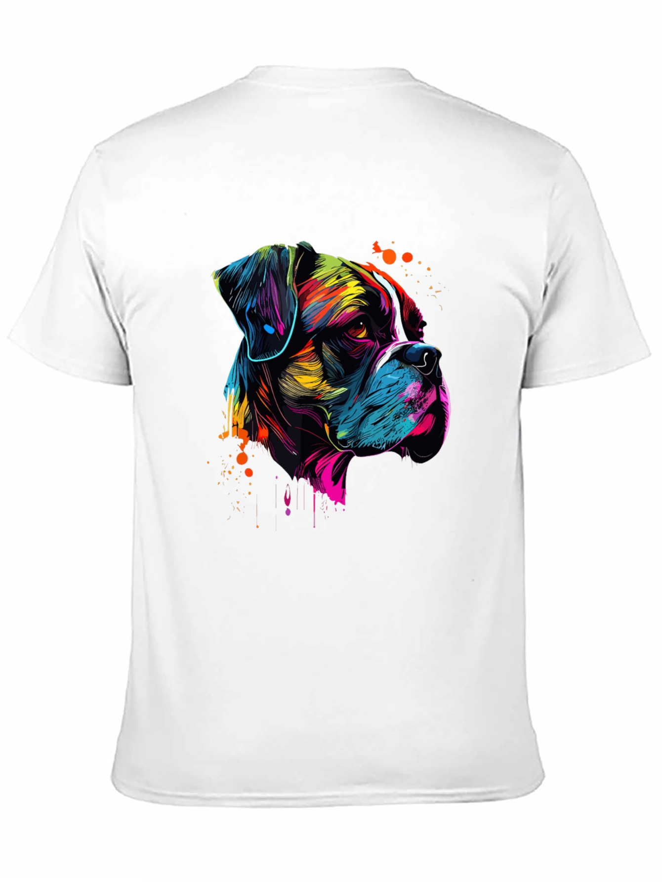 Abstract Boxer Dog Graphic Print Black T-Shirt