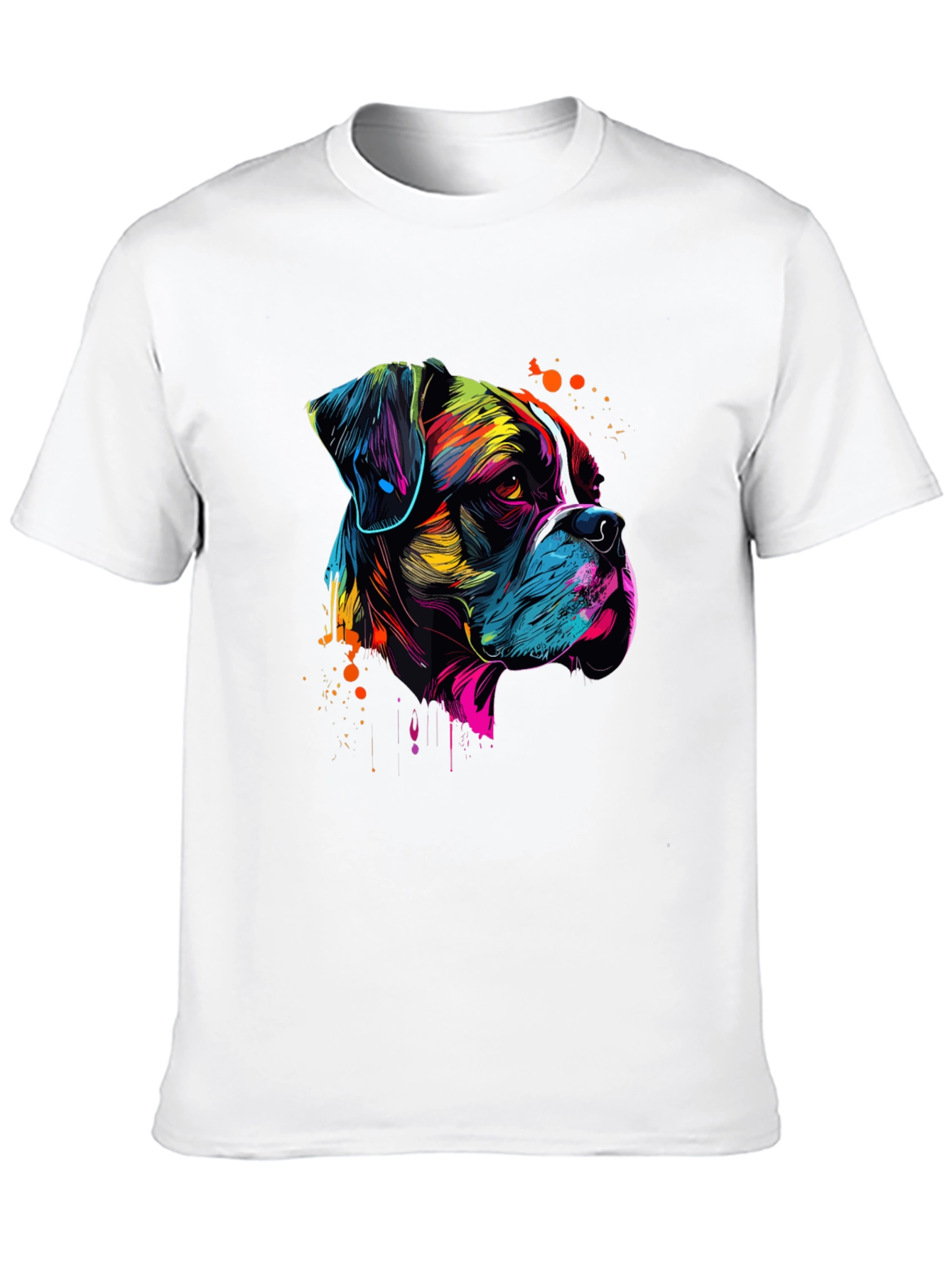 Abstract Boxer Dog Graphic Print Black T-Shirt