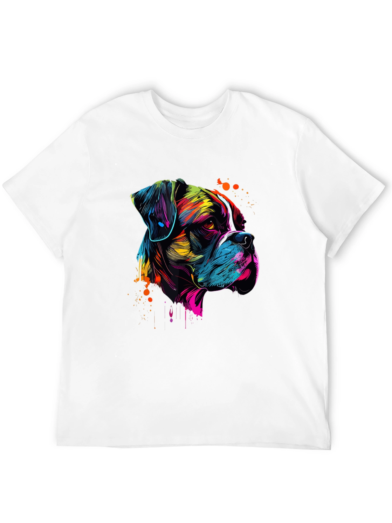 Abstract Boxer Dog Graphic Print Black T-Shirt