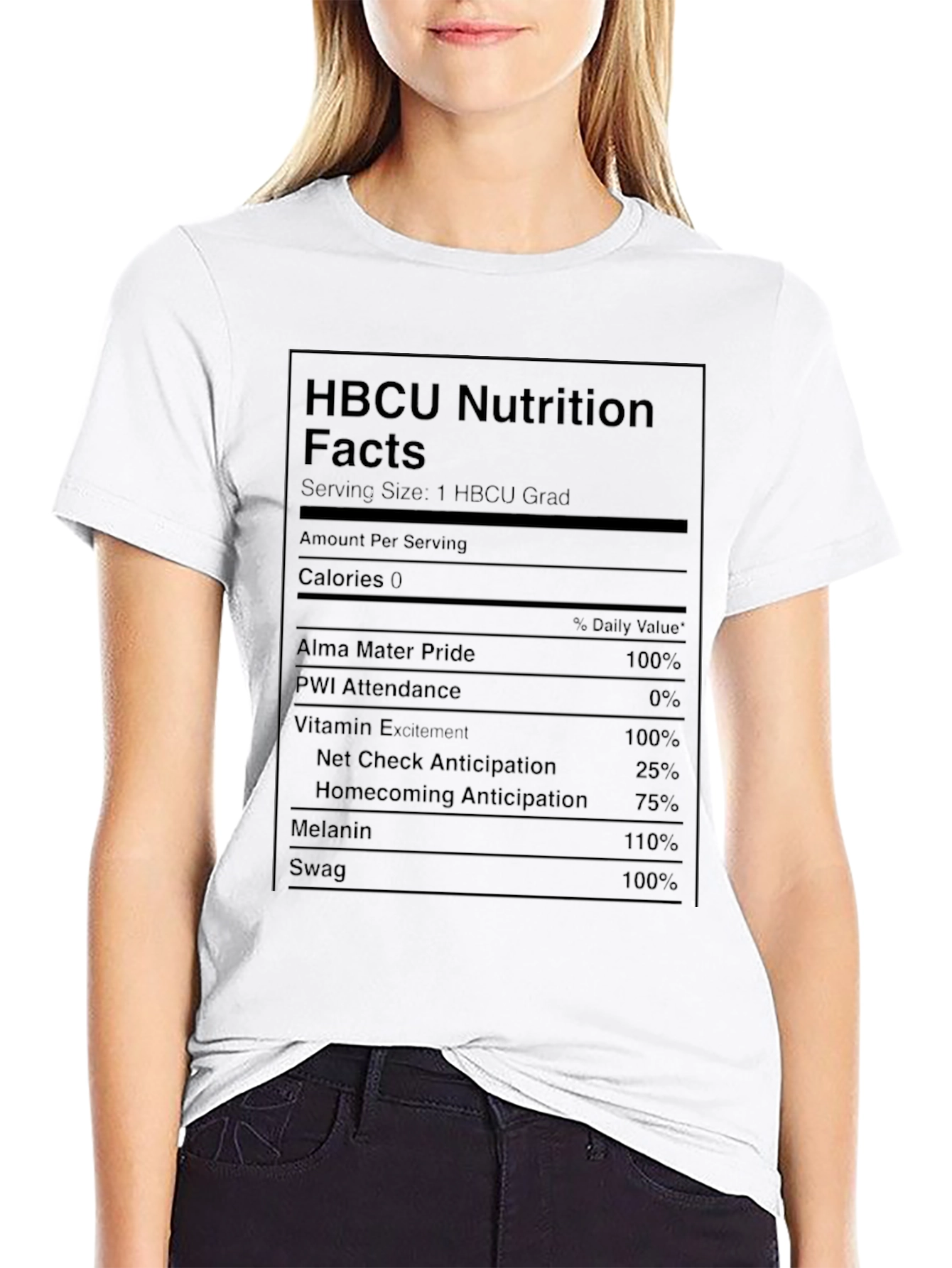 HBCU Nutrition Facts Black T-Shirt