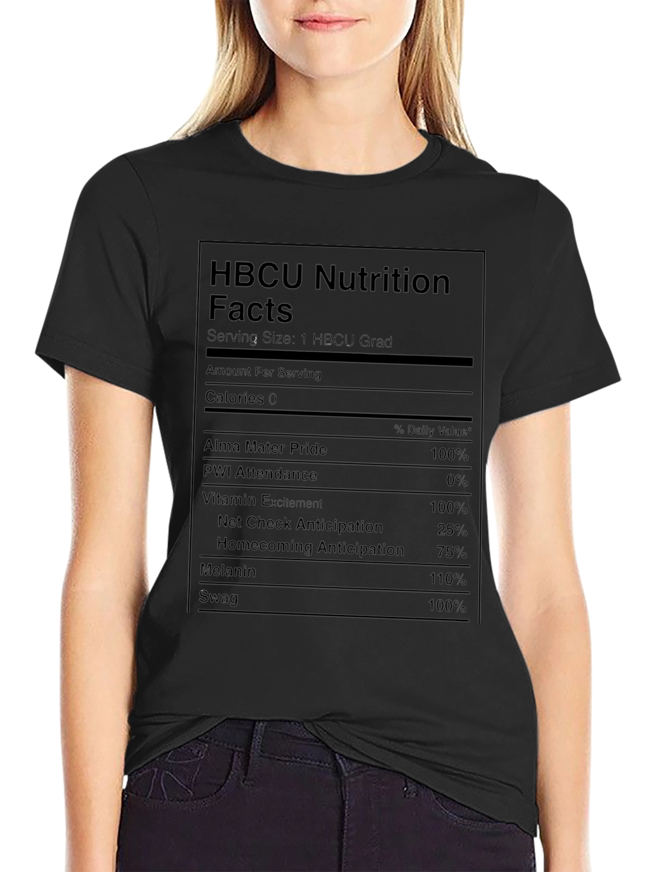 HBCU Nutrition Facts Black T-Shirt