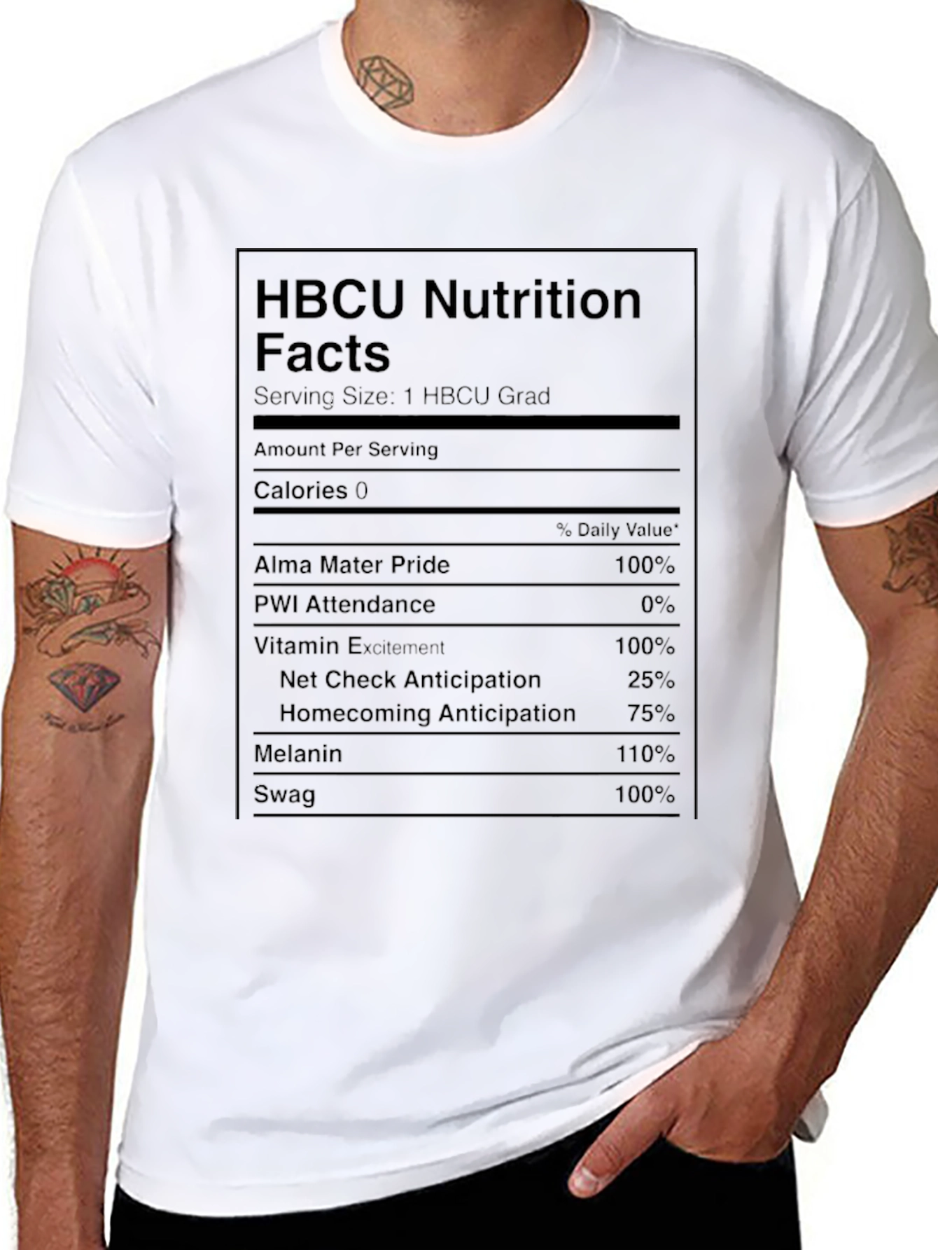 HBCU Nutrition Facts Black T-Shirt