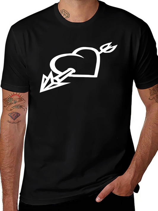 Heart Arrow Graphic Tee - Stylish Black T-Shirt