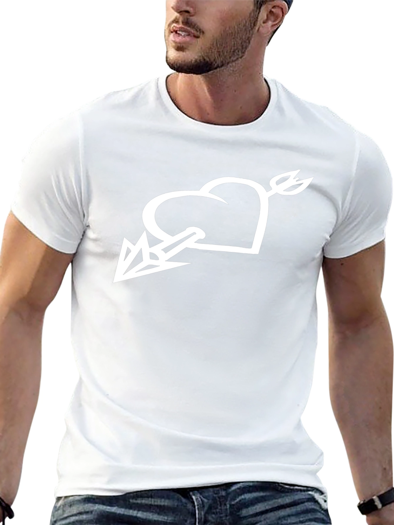Heart Arrow Graphic Tee - Stylish Black T-Shirt