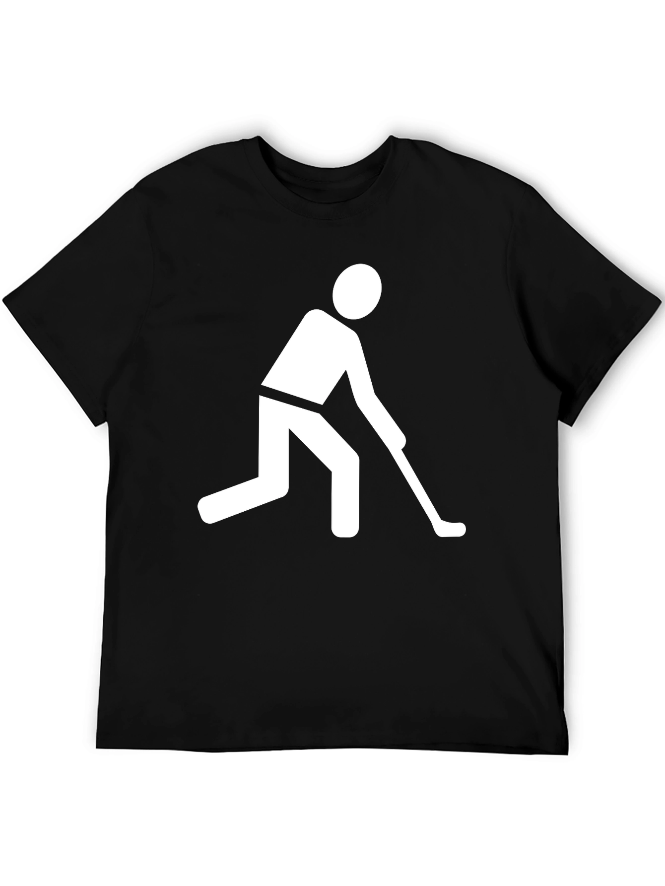 Hockey Player Graphic Tee - Black Cotton T-Shirt