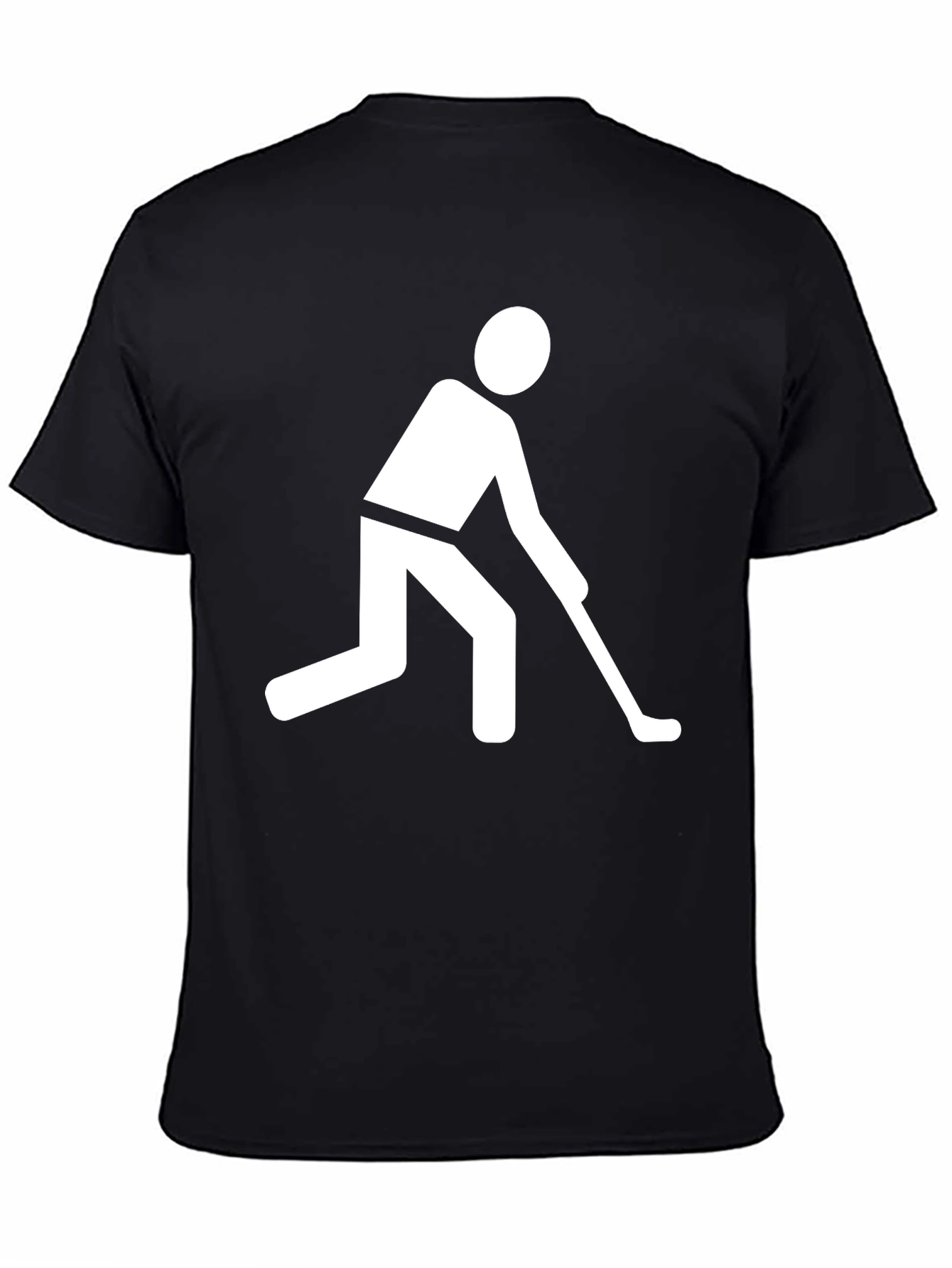 Hockey Player Graphic Tee - Black Cotton T-Shirt