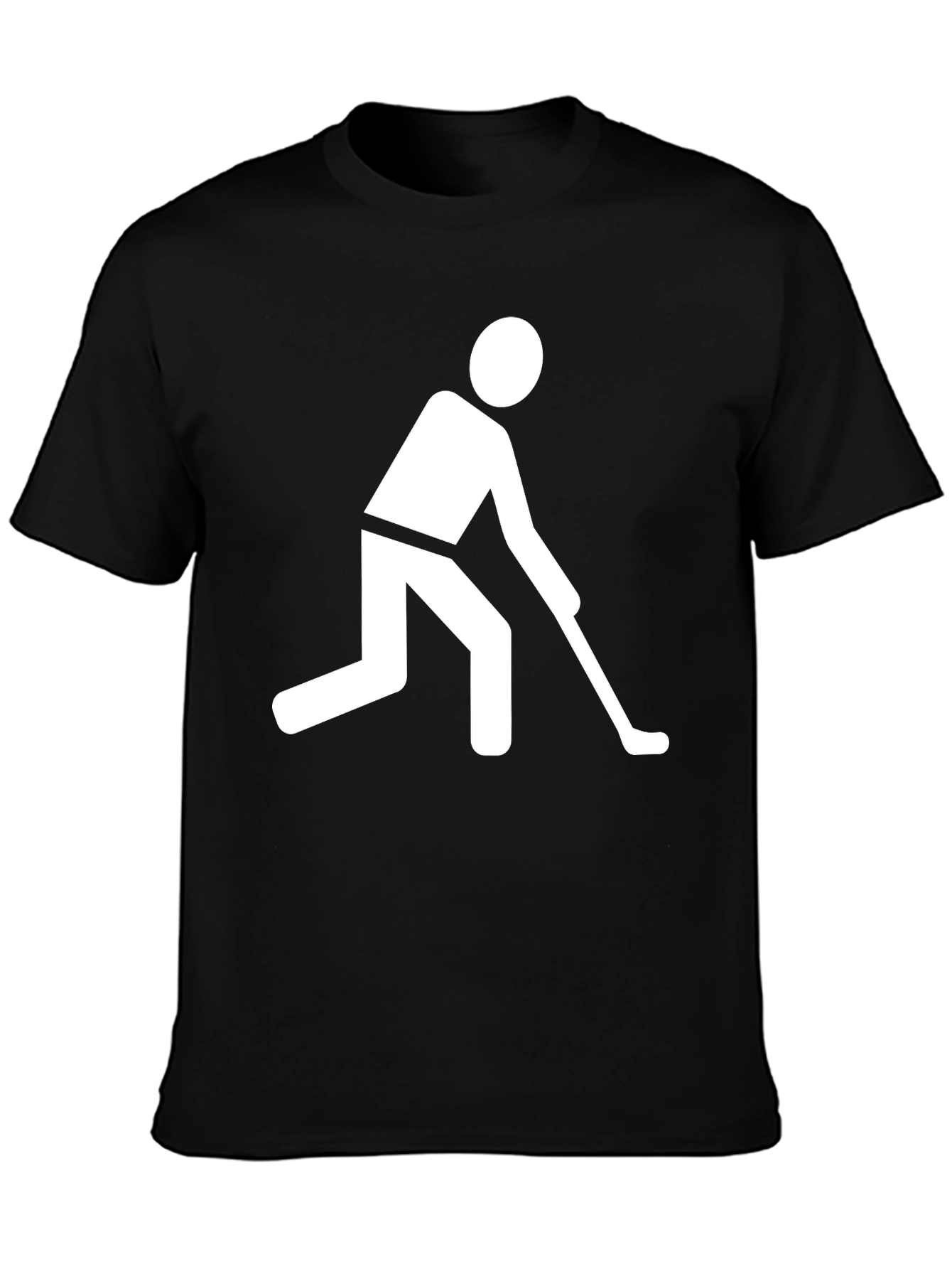 Hockey Player Graphic Tee - Black Cotton T-Shirt