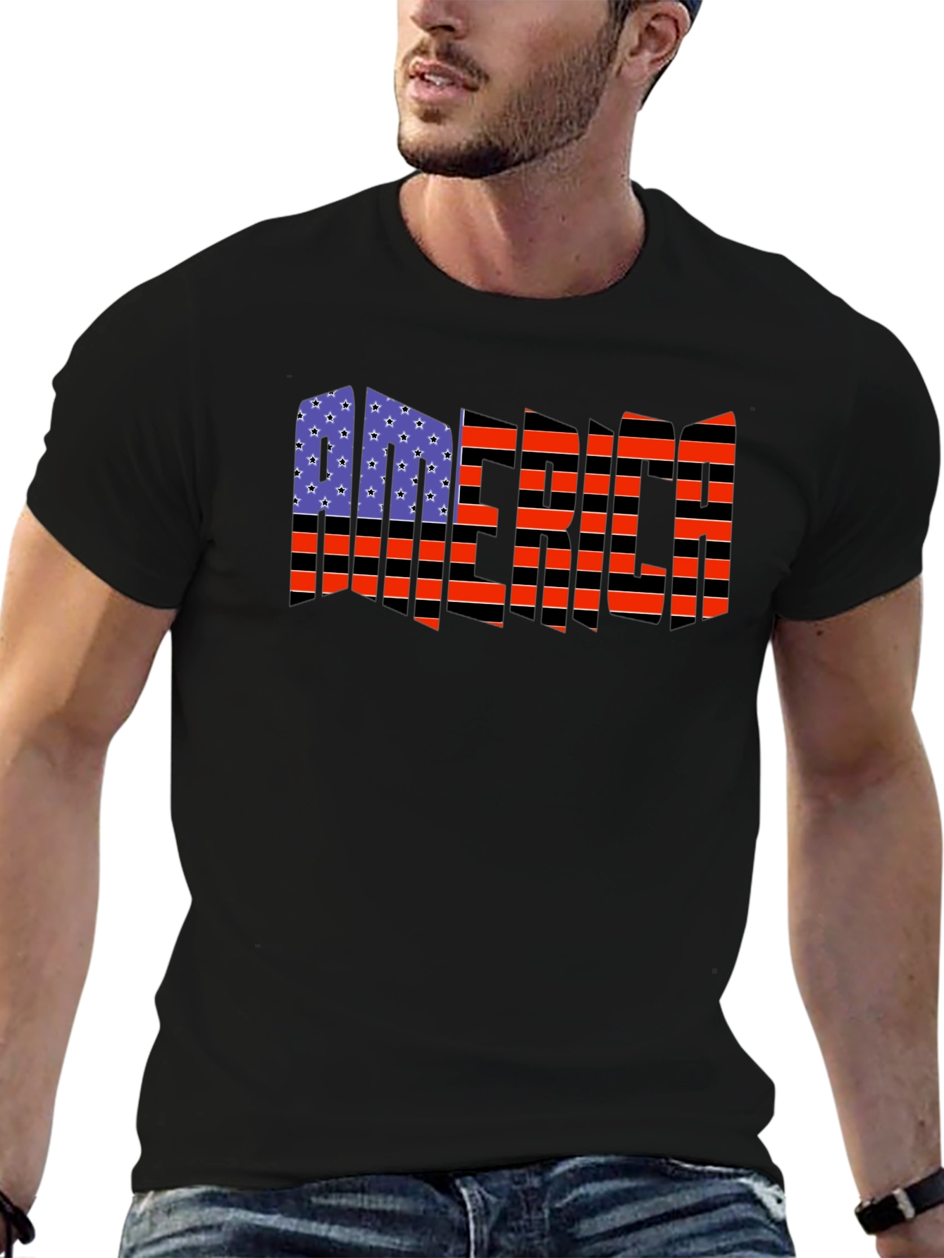 American Flag Distressed Graphic T-Shirt