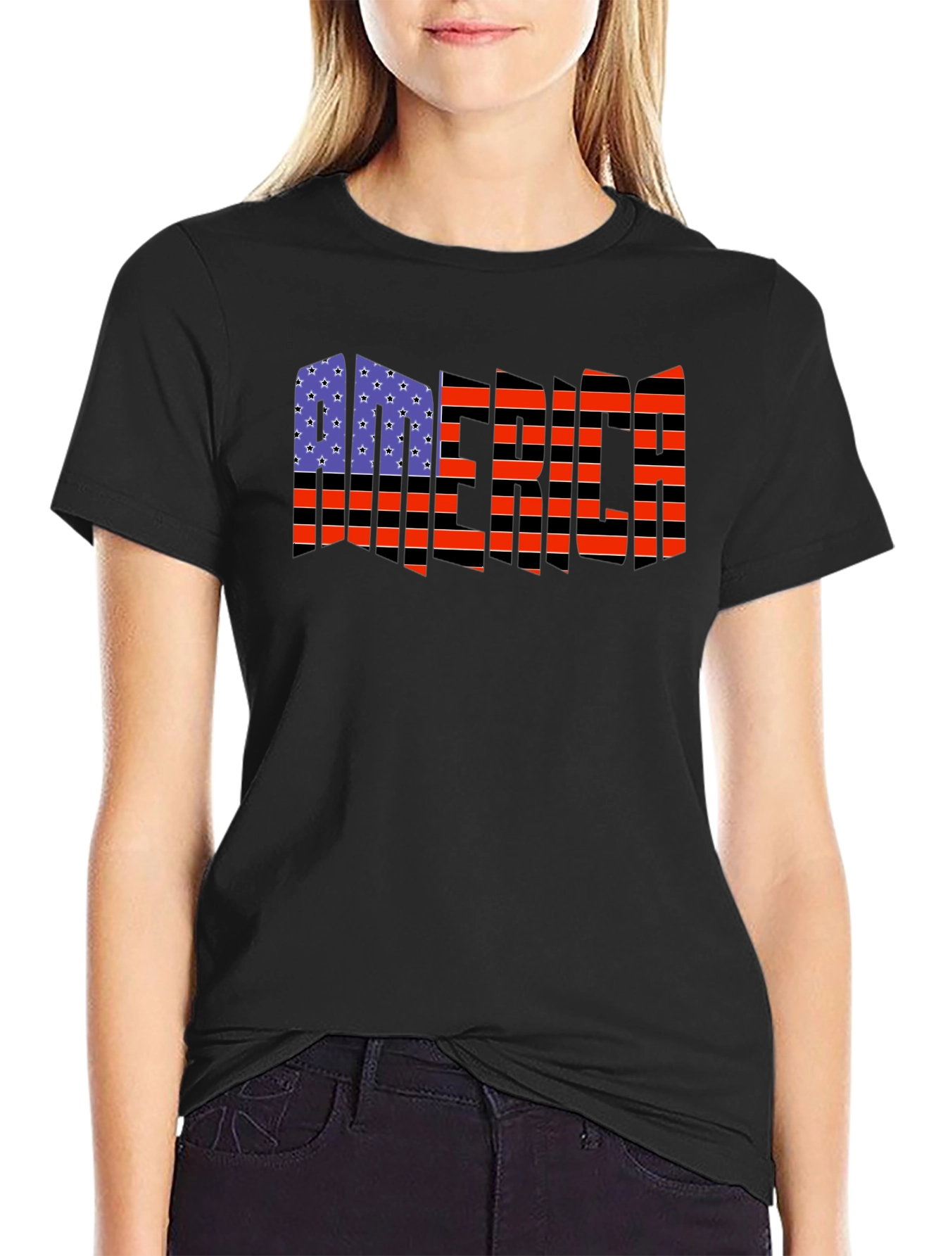 American Flag Distressed Graphic T-Shirt