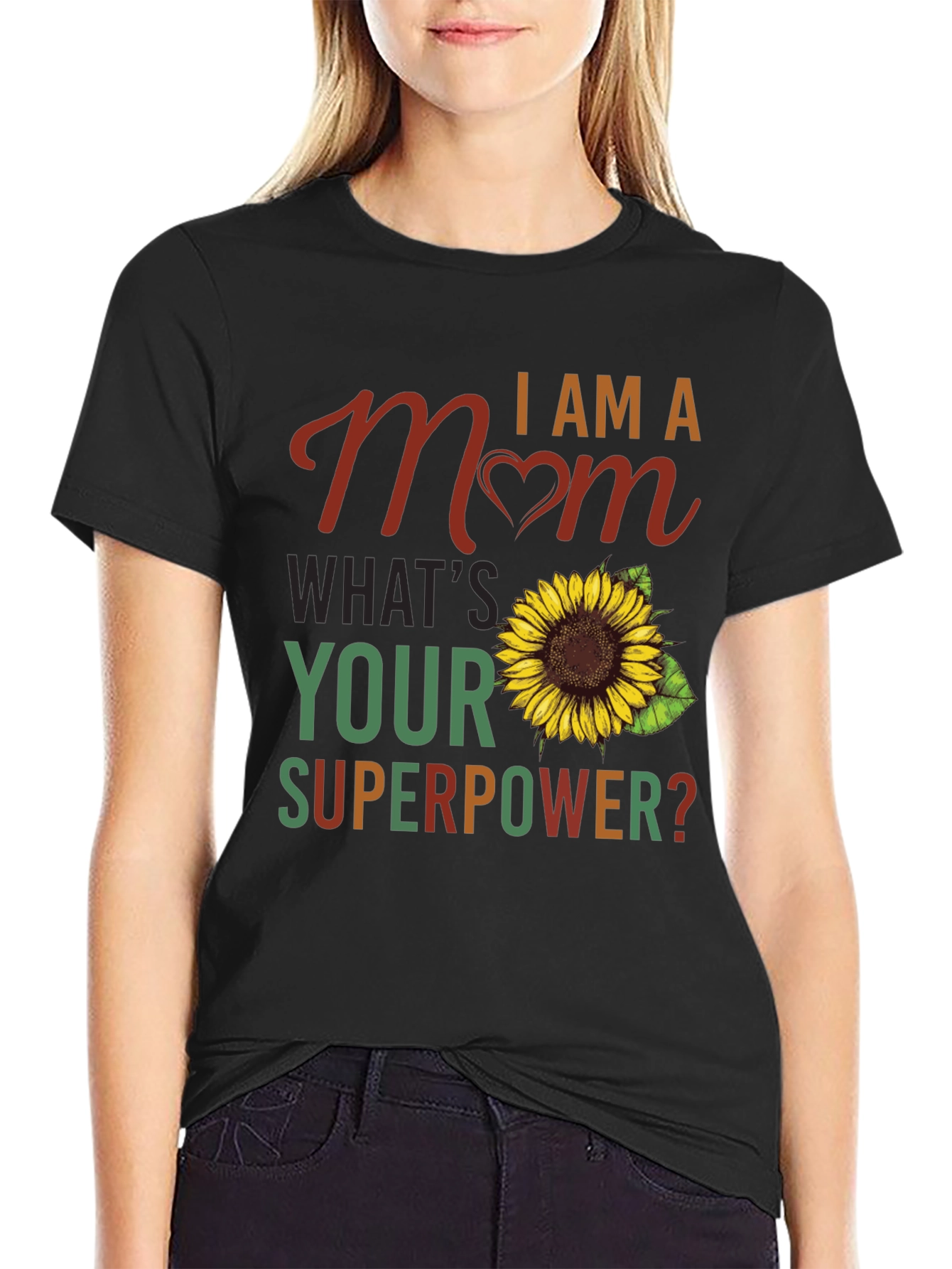 I am a Mom Sunflower Graphic T-Shirt