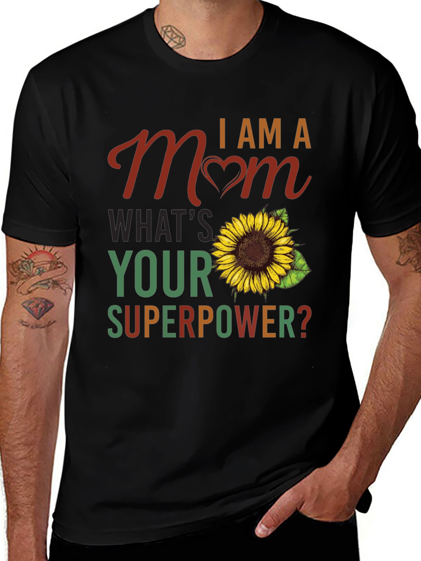 I am a Mom Sunflower Graphic T-Shirt