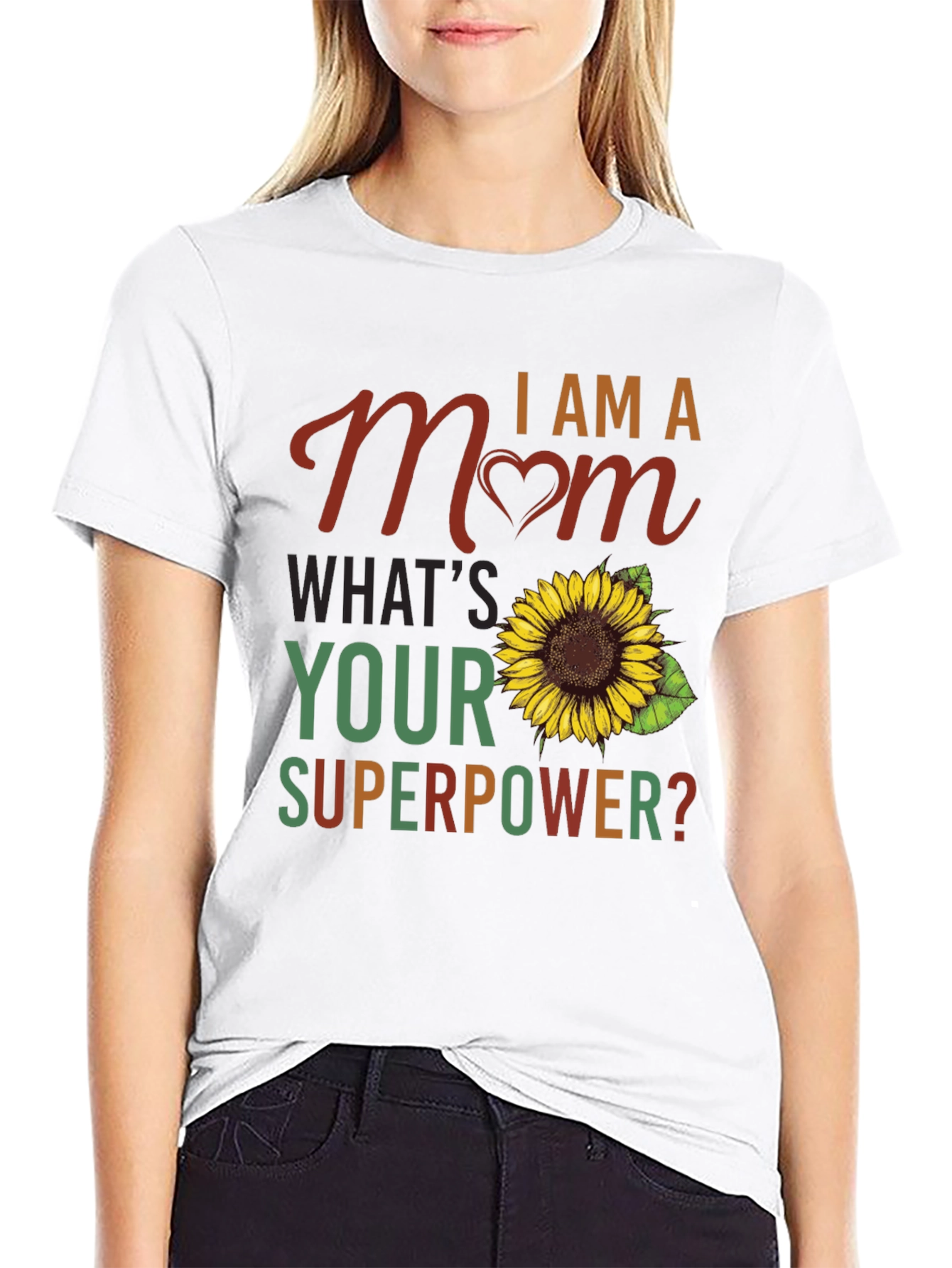 I am a Mom Sunflower Graphic T-Shirt
