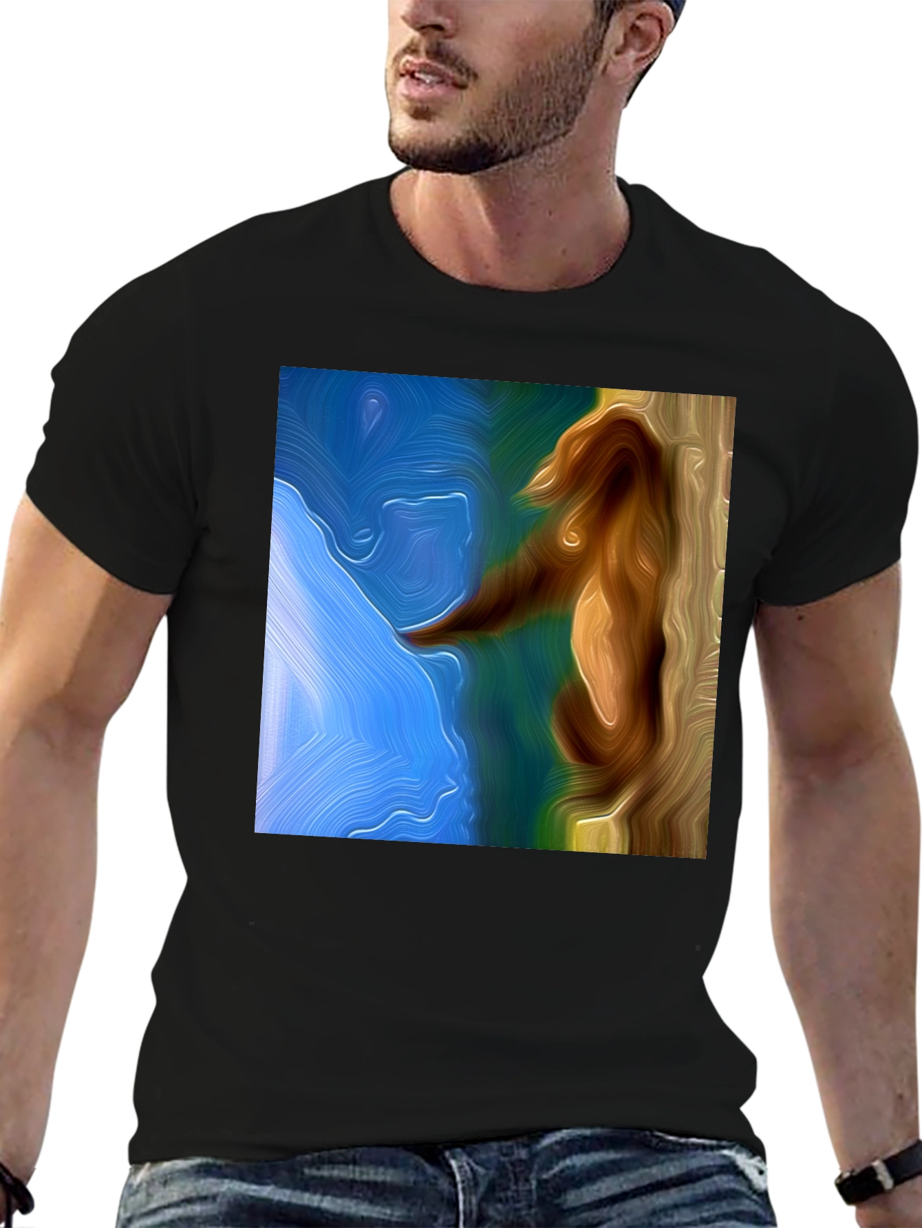 Abstract Seahorse Art Black T-Shirt